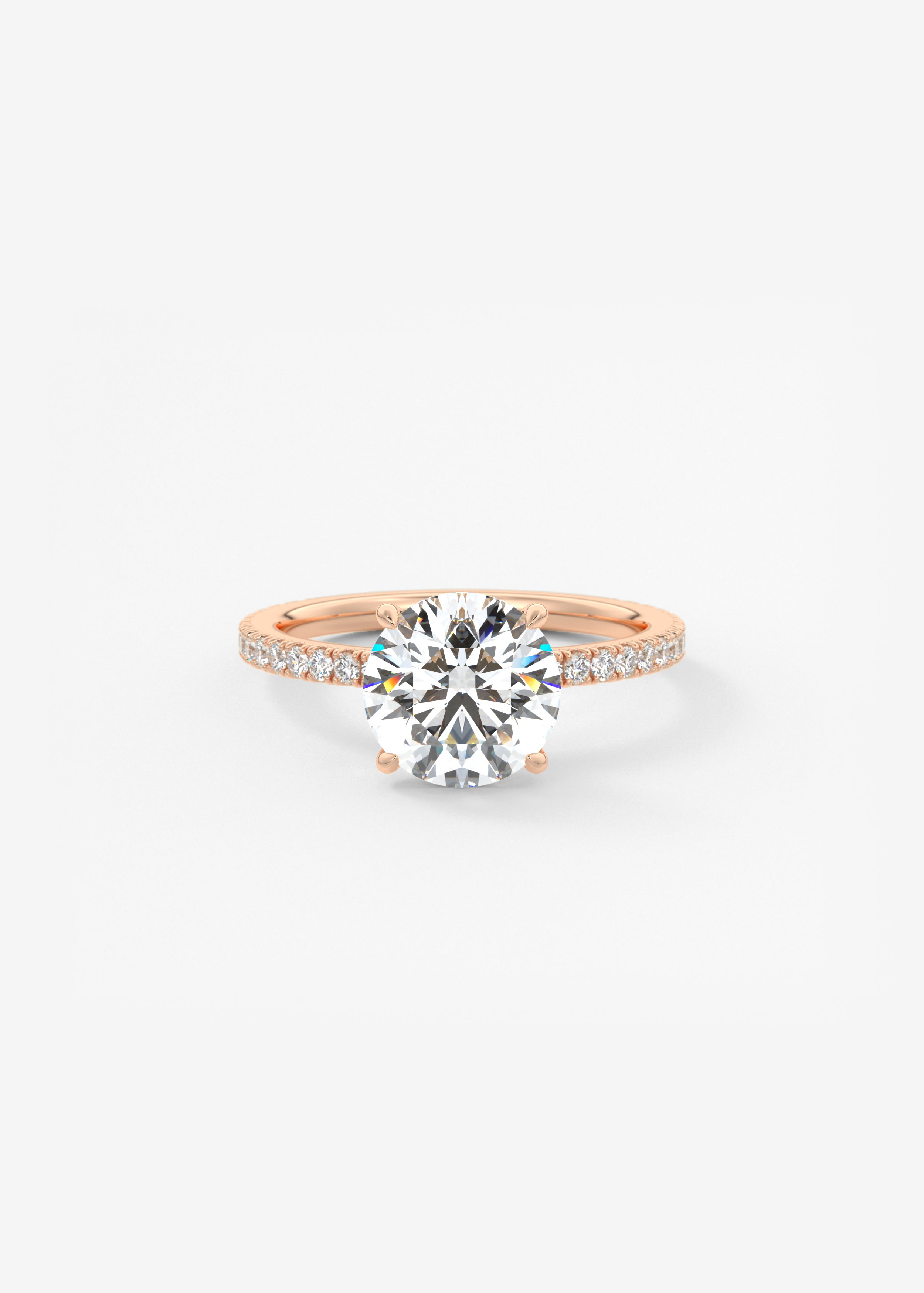 Round Pave Lab Grown Diamond Engagement Ring