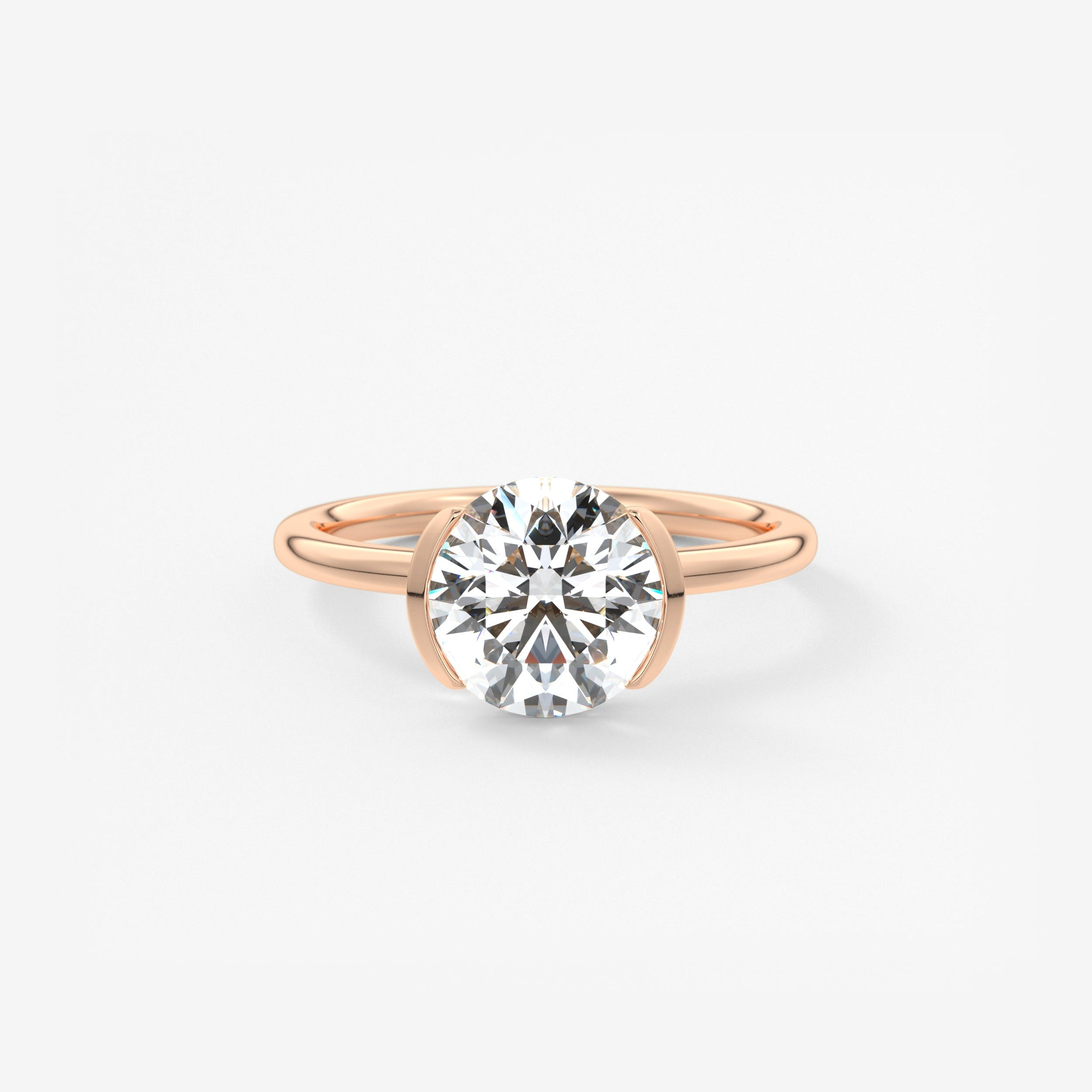 Round Half Bezel Lab Grown Diamond Engagement Ring