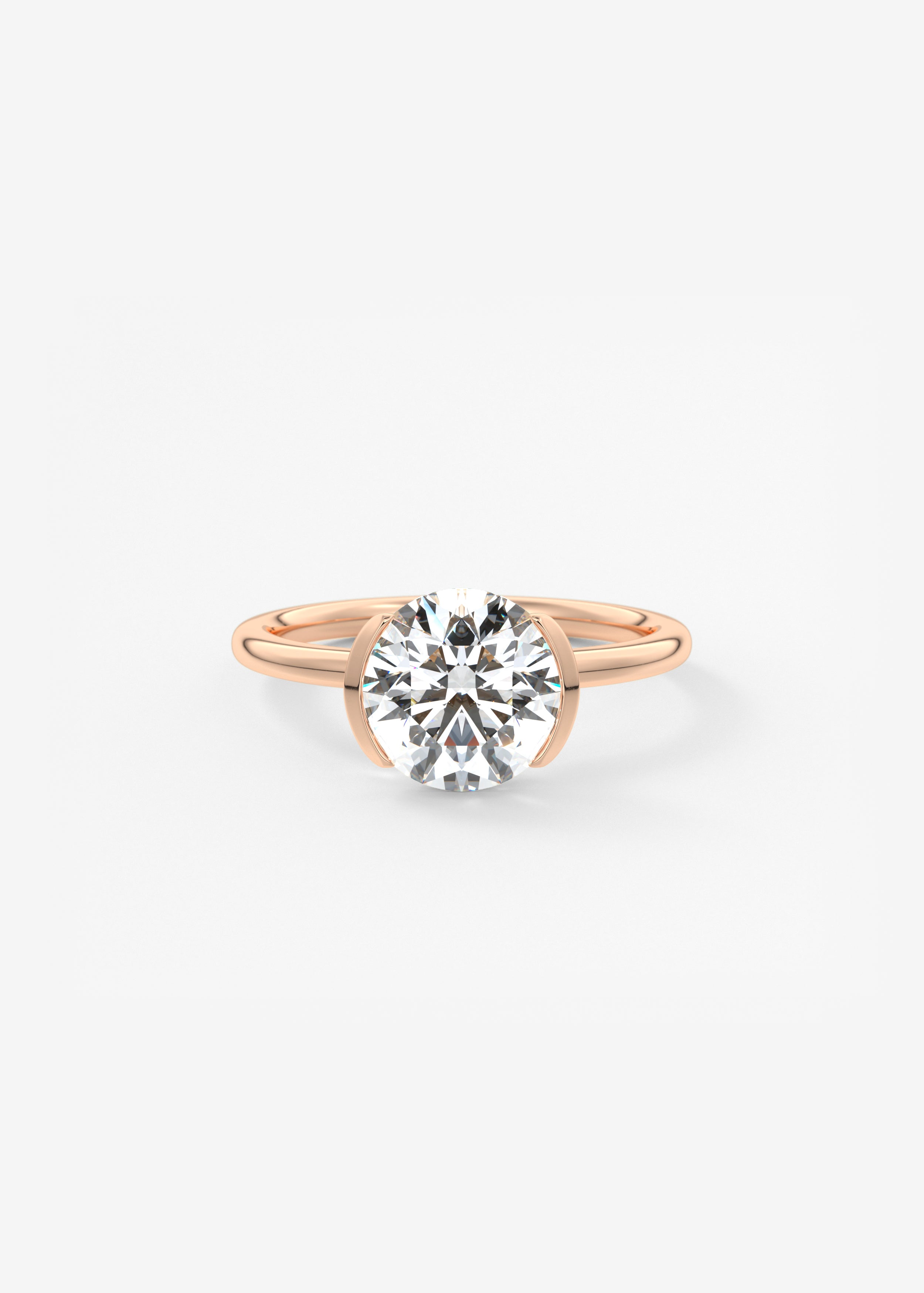 Round Half Bezel Lab Grown Diamond Engagement Ring