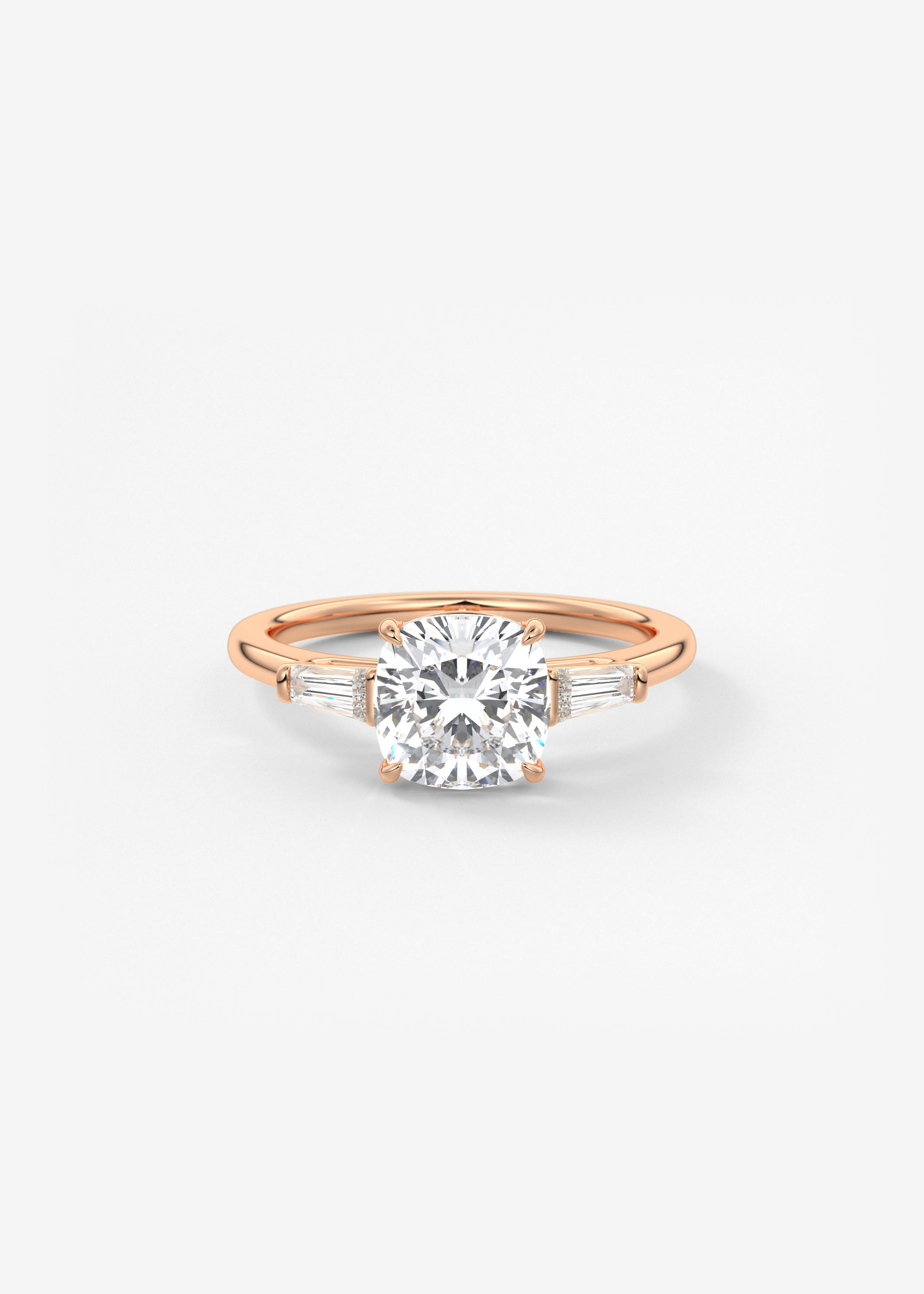 Cushion Three Stone Lab Grown Diamond Engagement Ring
