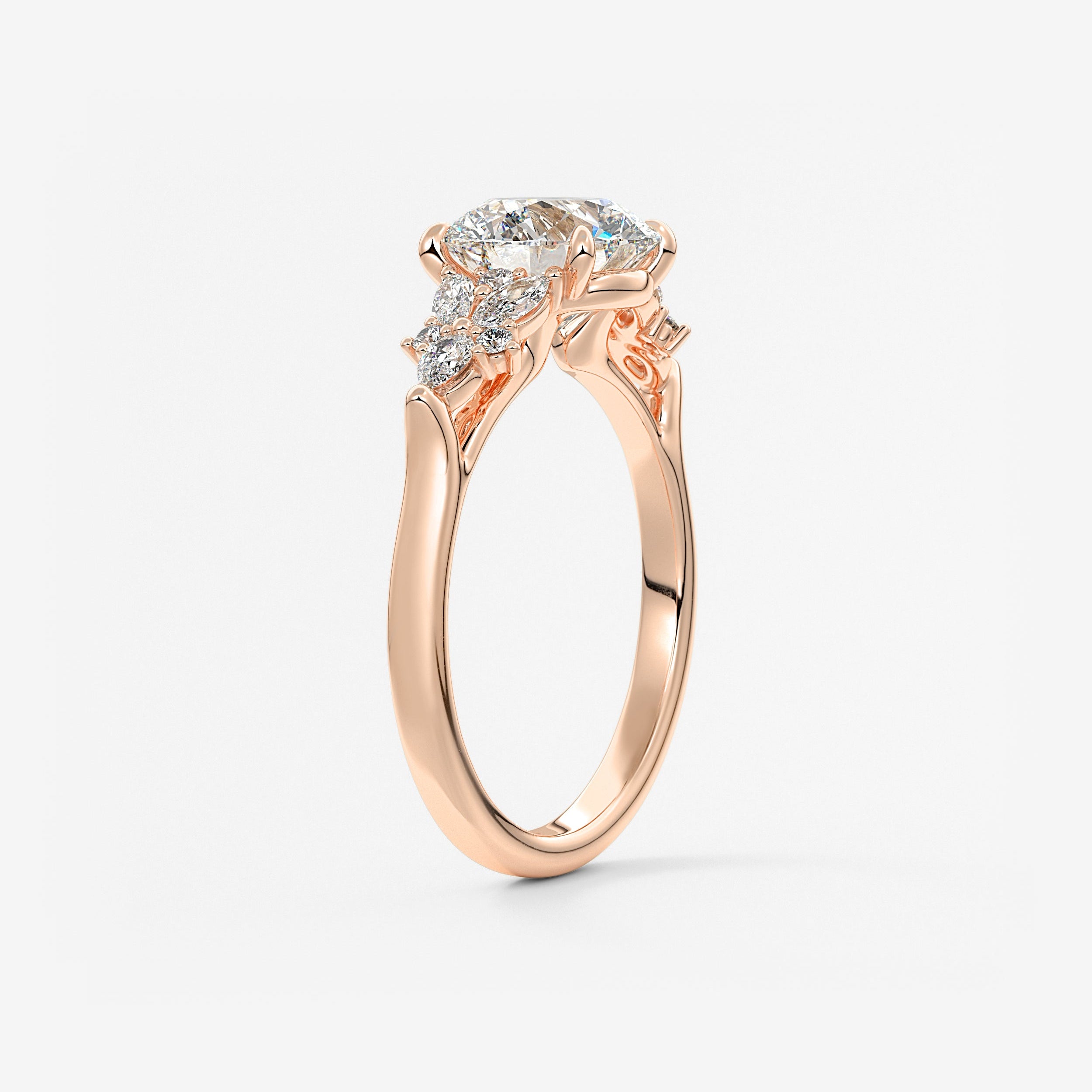 Round Cluster Lab Grown Diamond Engagement Ring