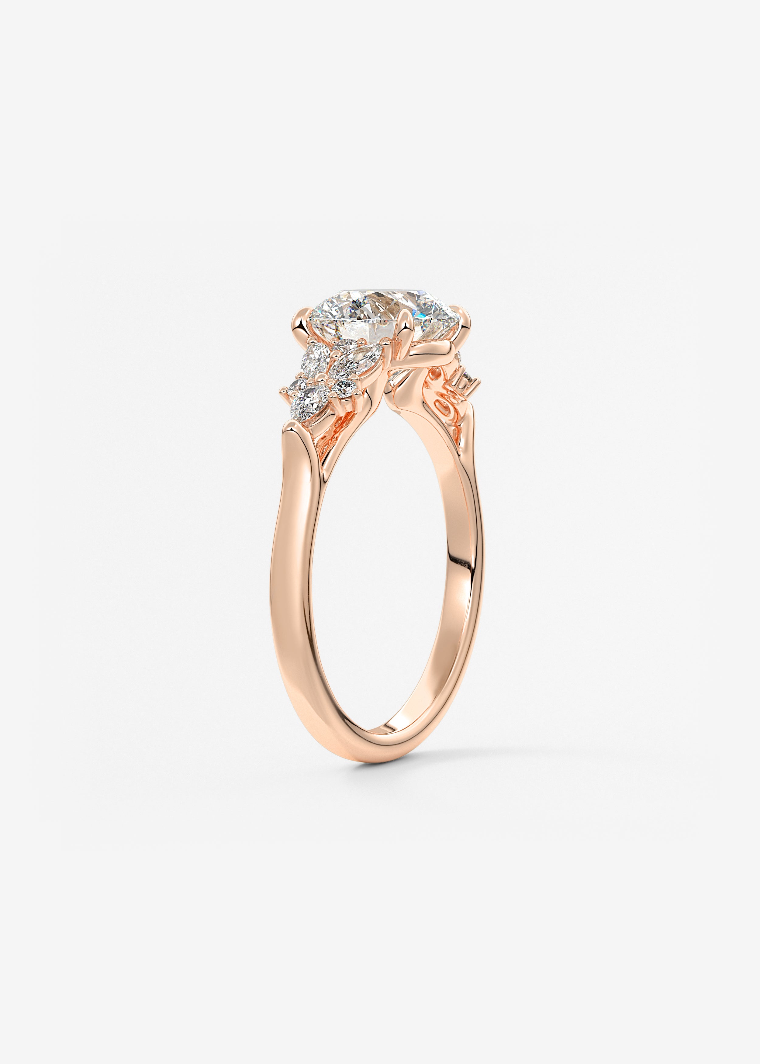 Round Cluster Lab Grown Diamond Engagement Ring