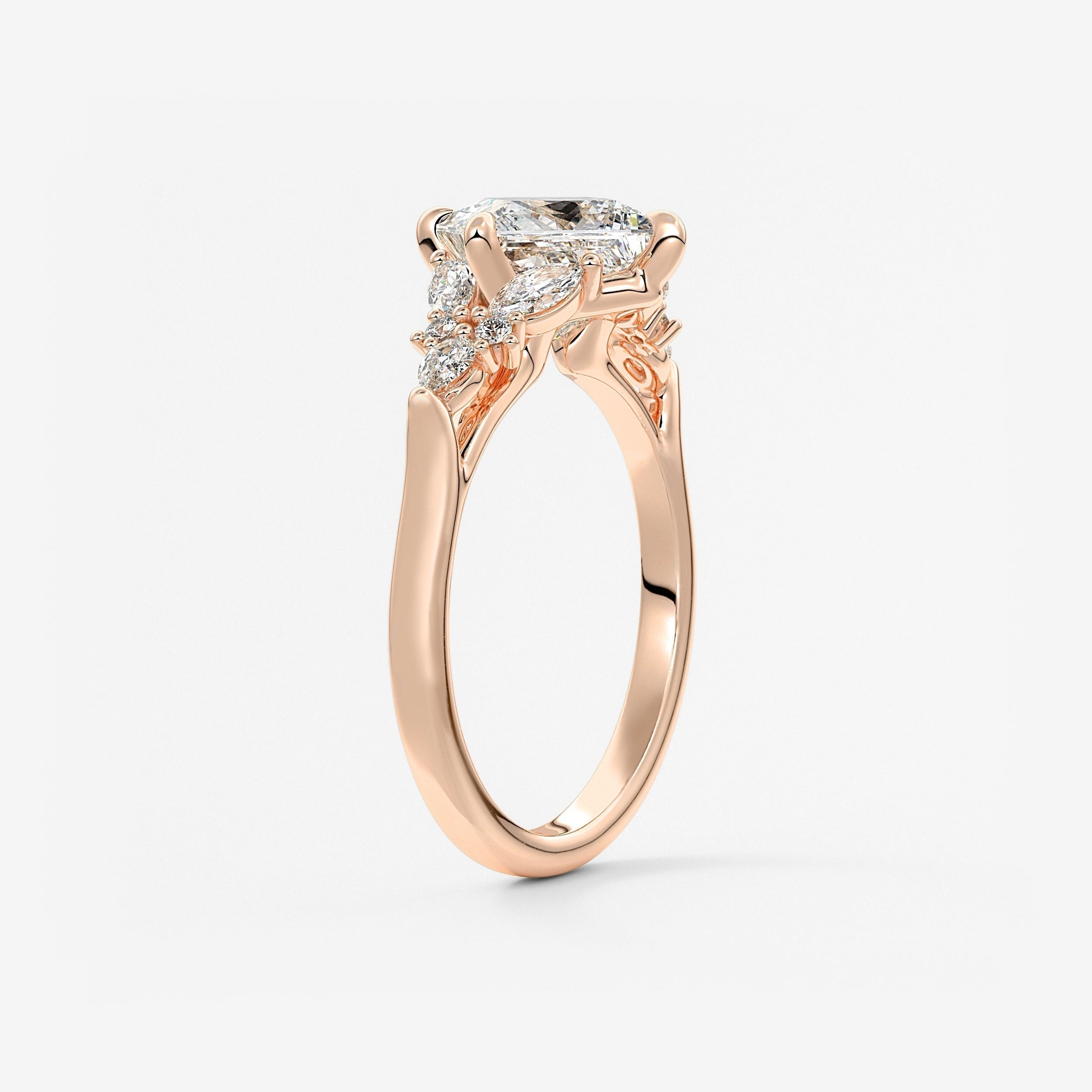 Princess Cluster Lab Grown Diamond Engagement Ring