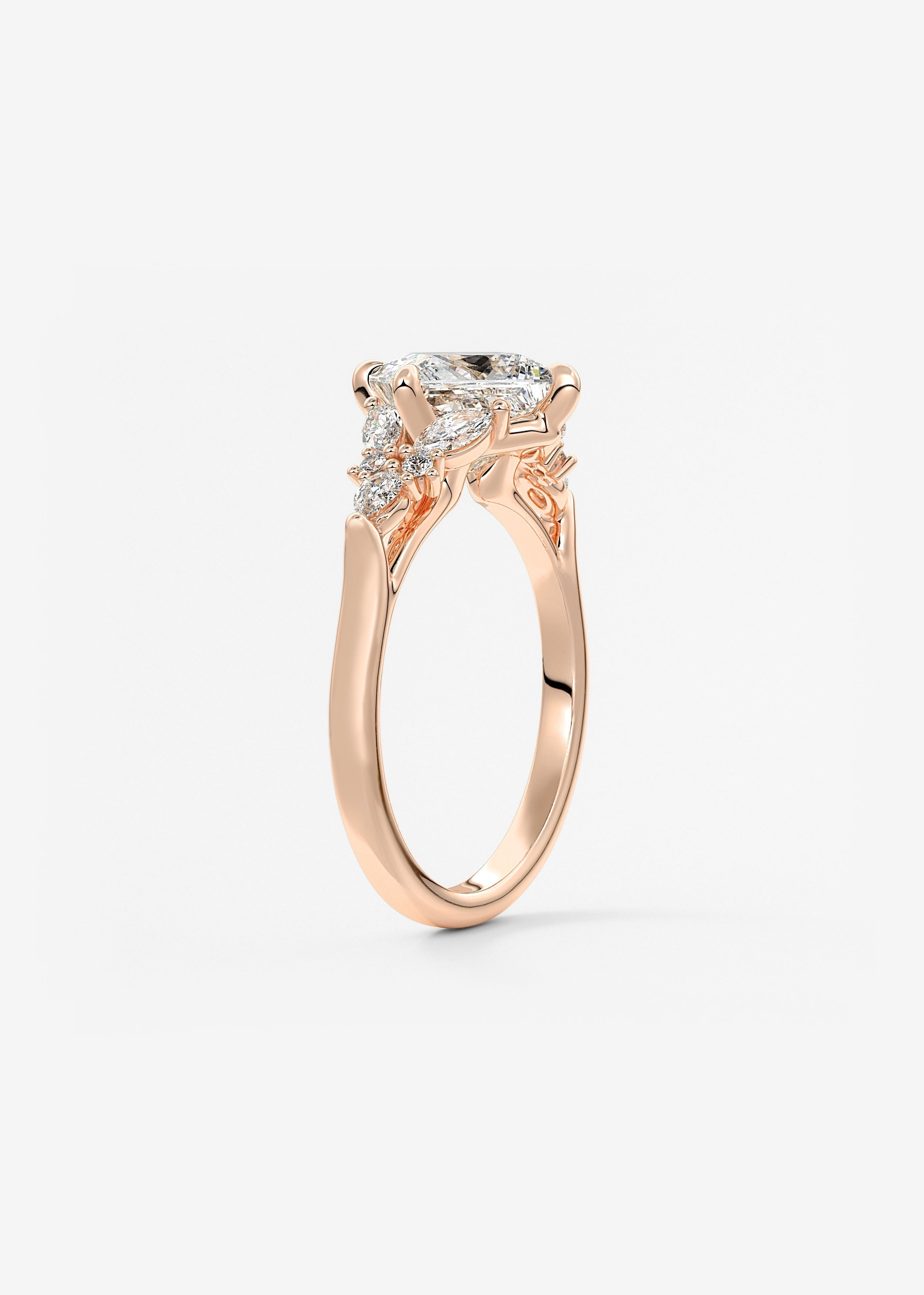 Princess Cluster Lab Grown Diamond Engagement Ring