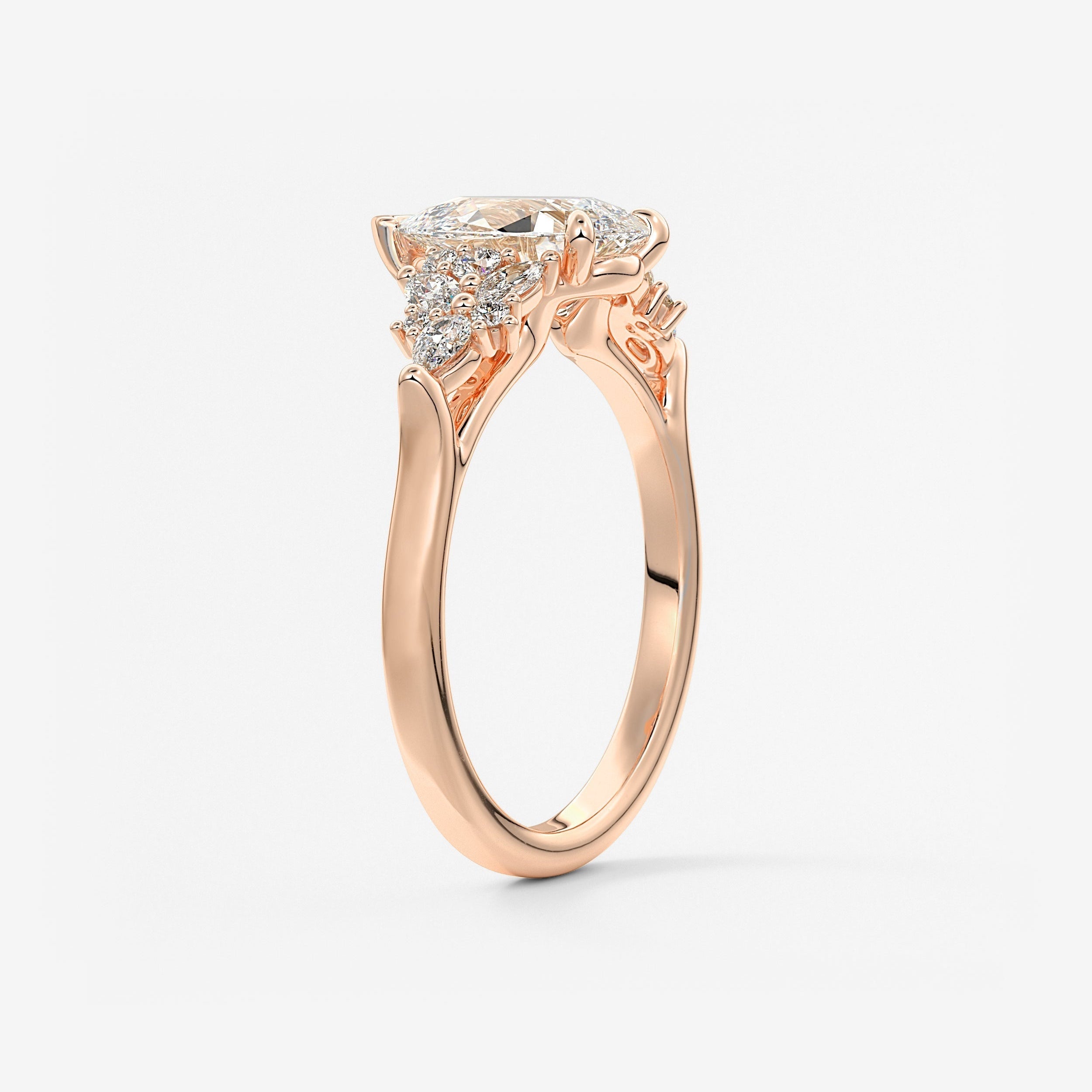 Pear Cluster Lab Grown Diamond Engagement Ring