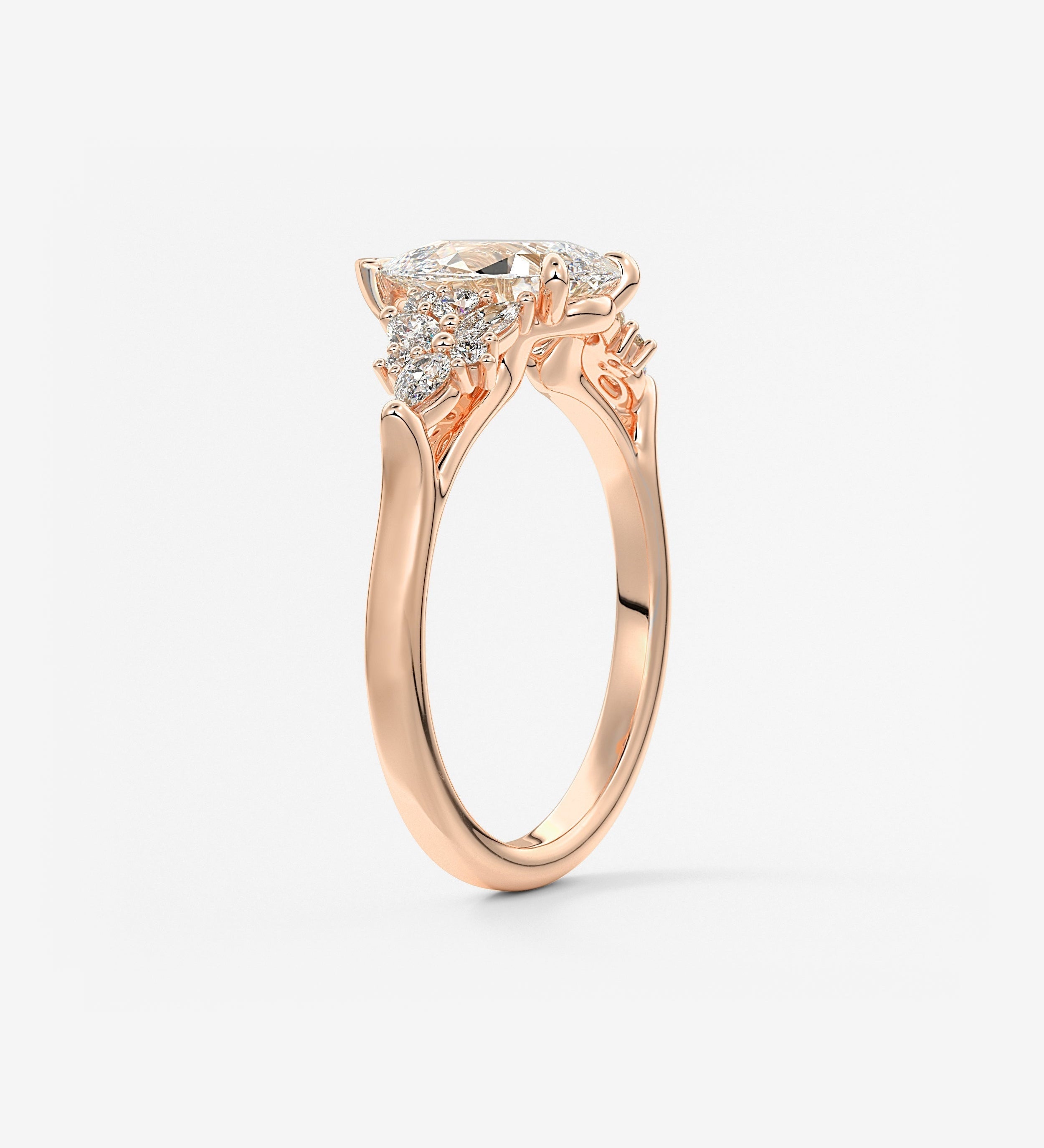 Pear Cluster Lab Grown Diamond Engagement Ring