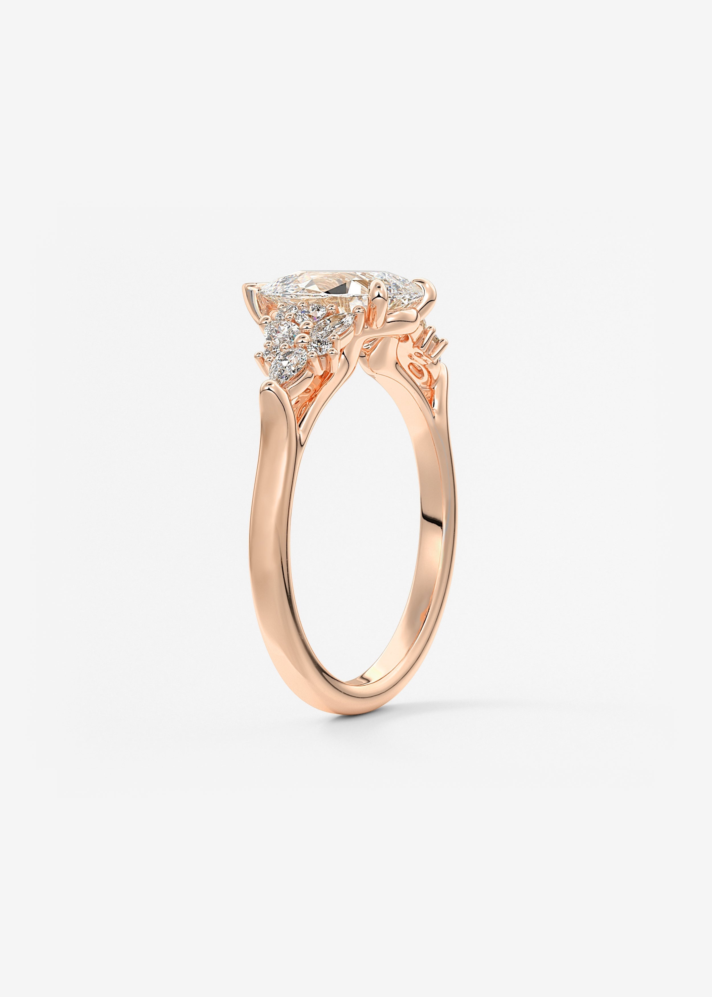 Pear Cluster Lab Grown Diamond Engagement Ring