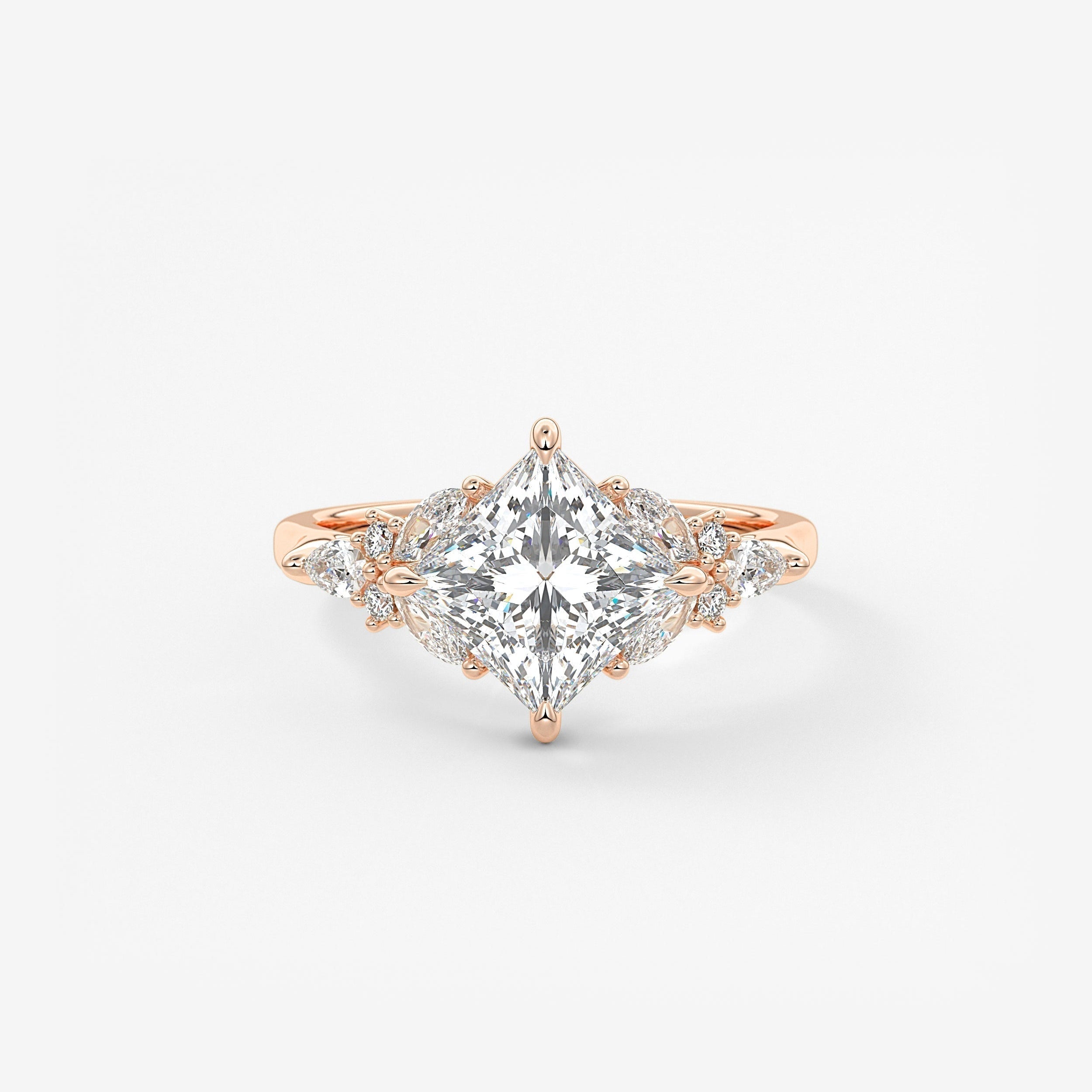 Princess Cluster Lab Grown Diamond Engagement Ring