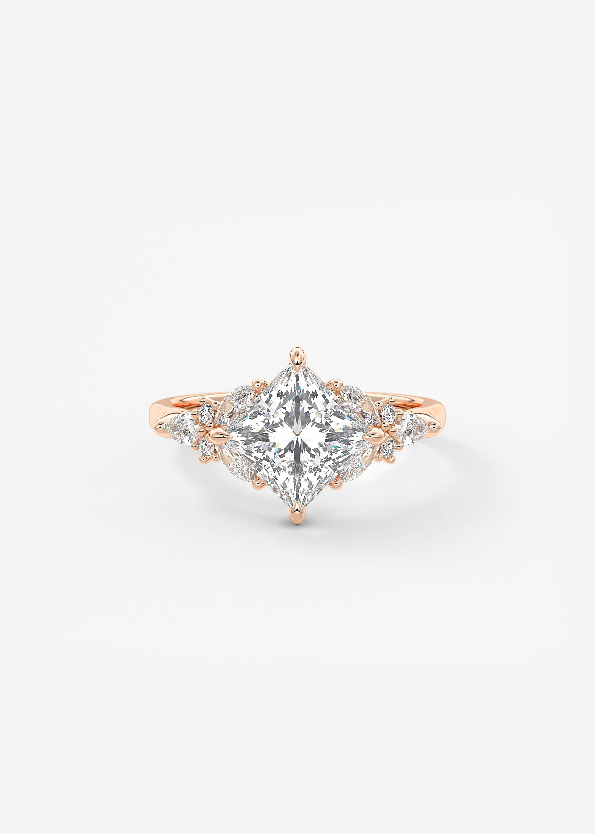 Princess Cluster Lab Grown Diamond Engagement Ring