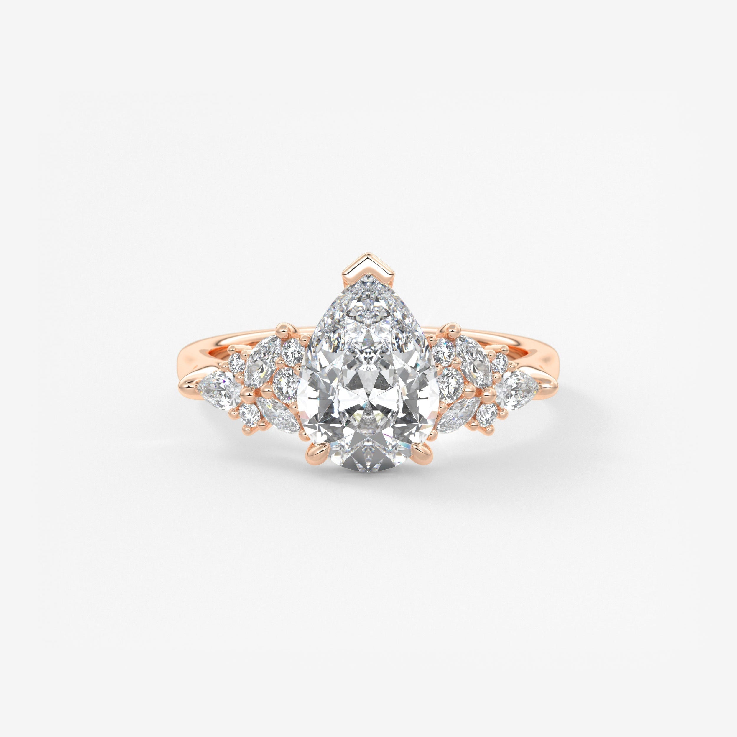 Pear Cluster Lab Grown Diamond Engagement Ring