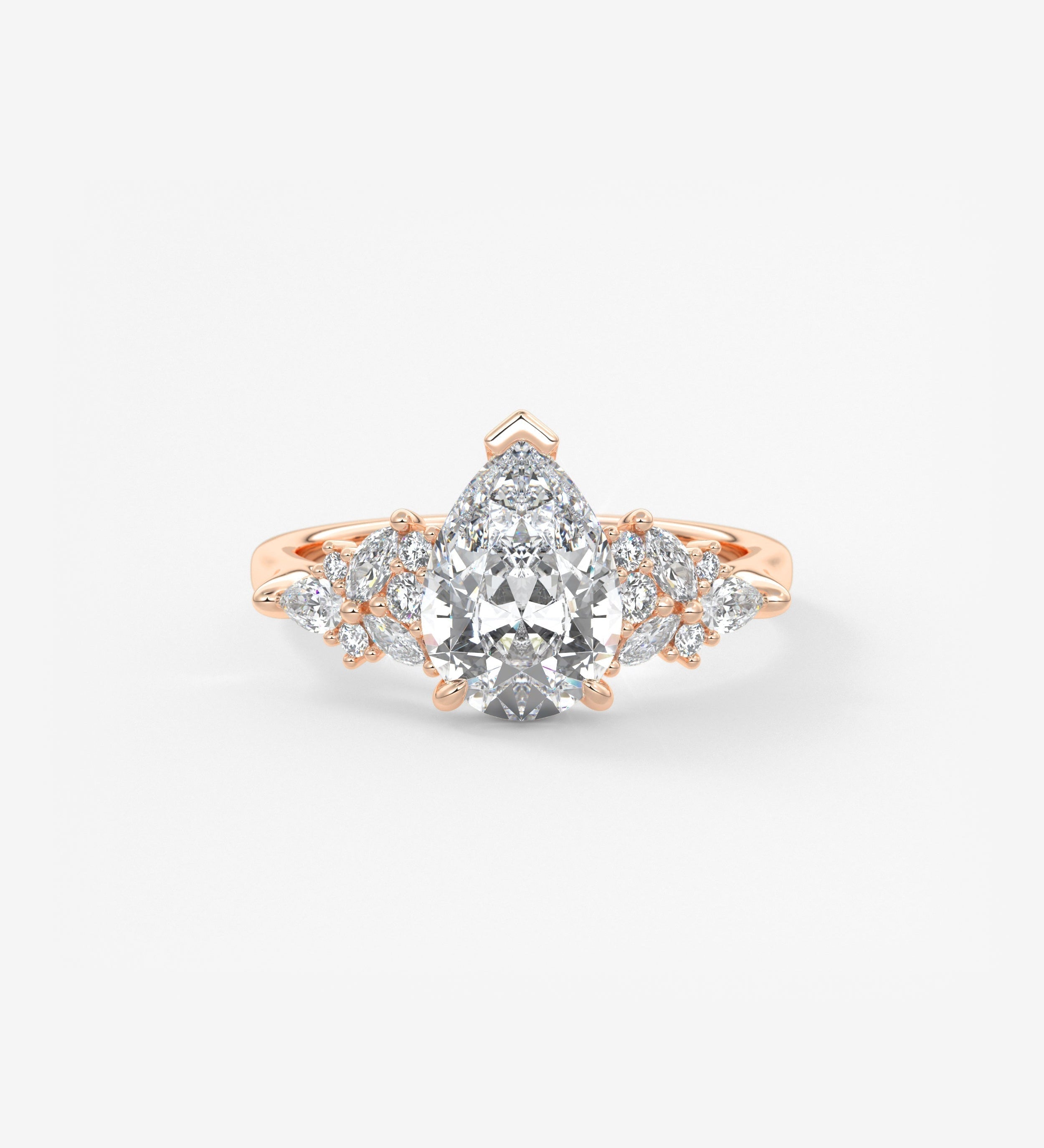 Pear Cluster Lab Grown Diamond Engagement Ring