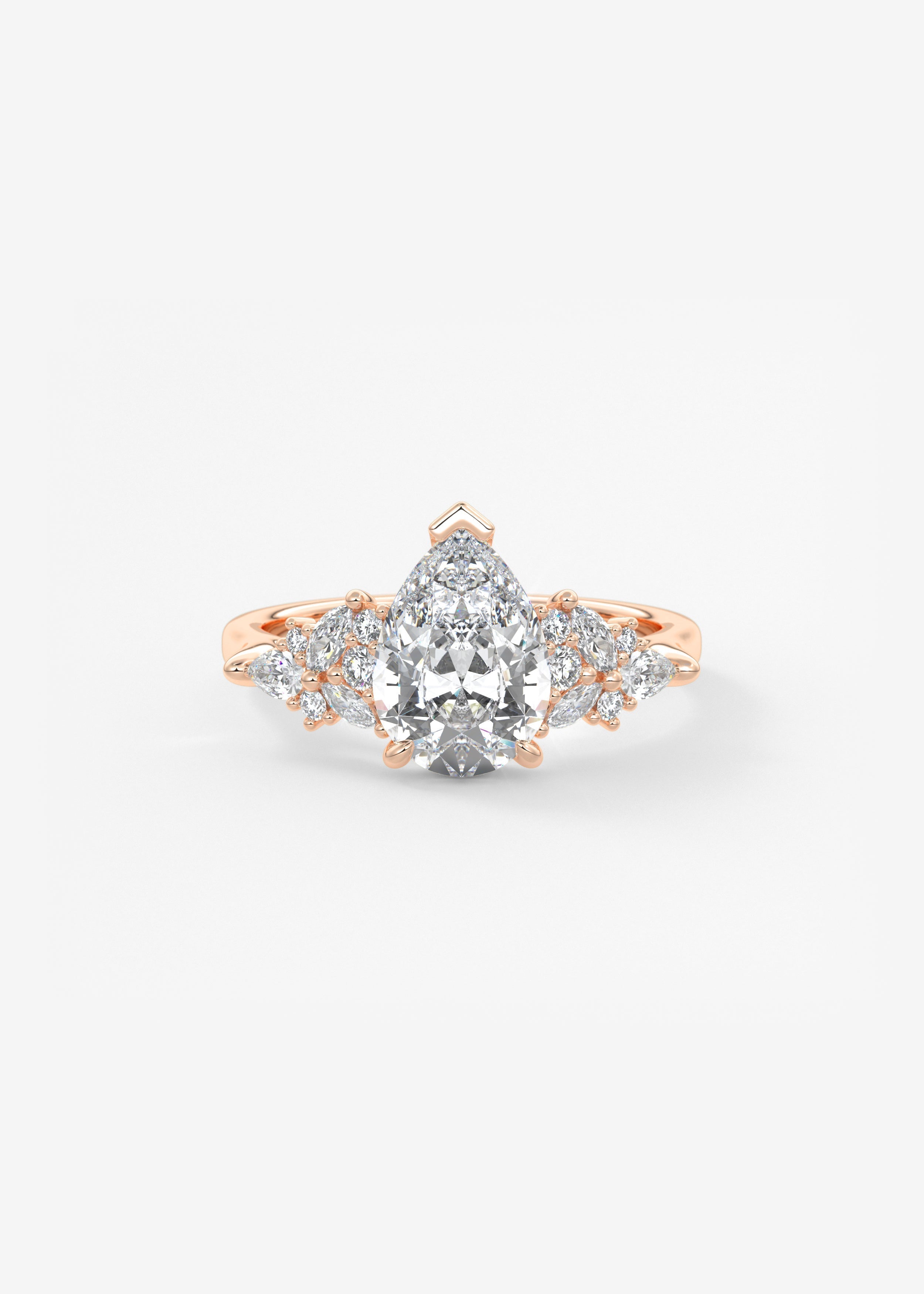 Pear Cluster Lab Grown Diamond Engagement Ring