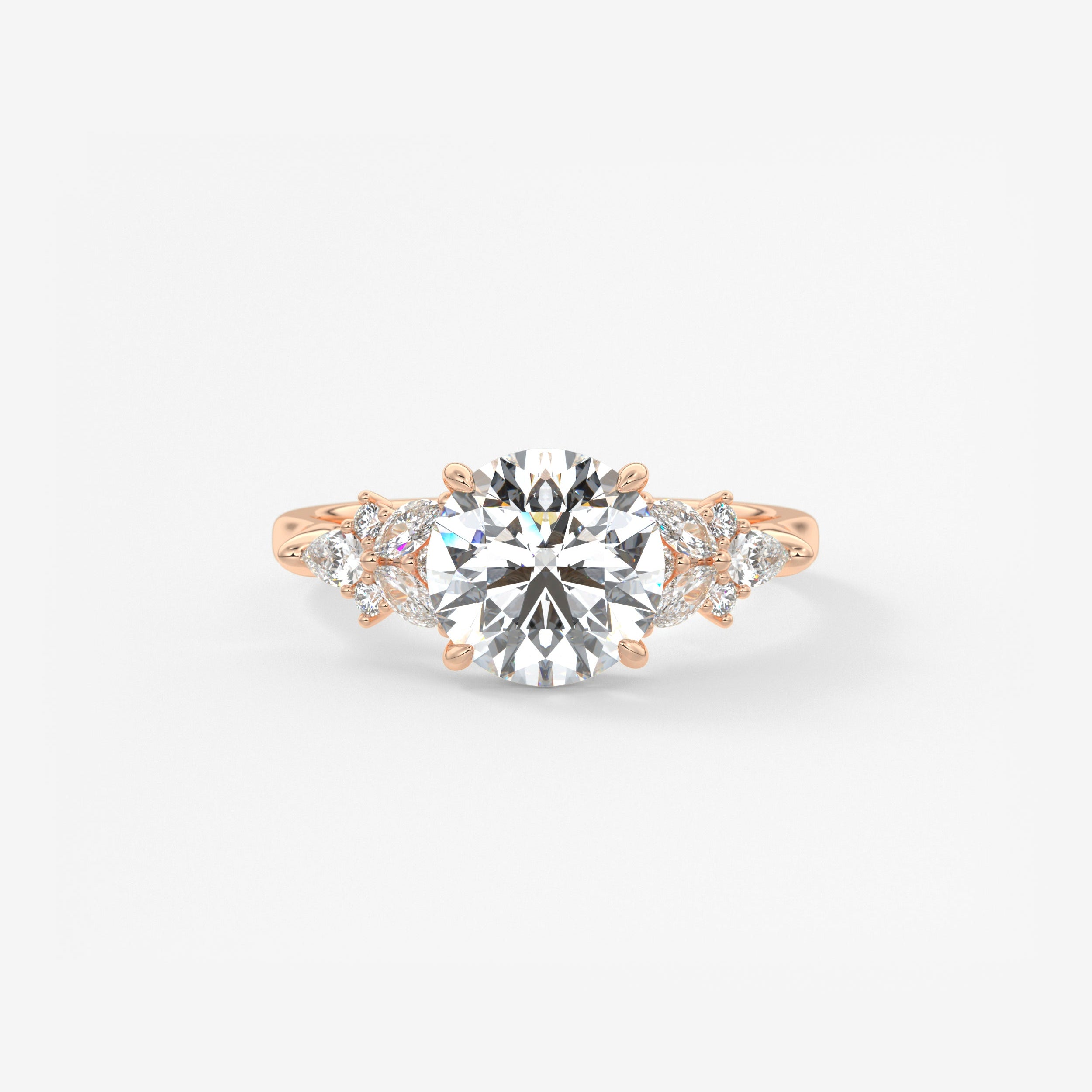Round Cluster Lab Grown Diamond Engagement Ring
