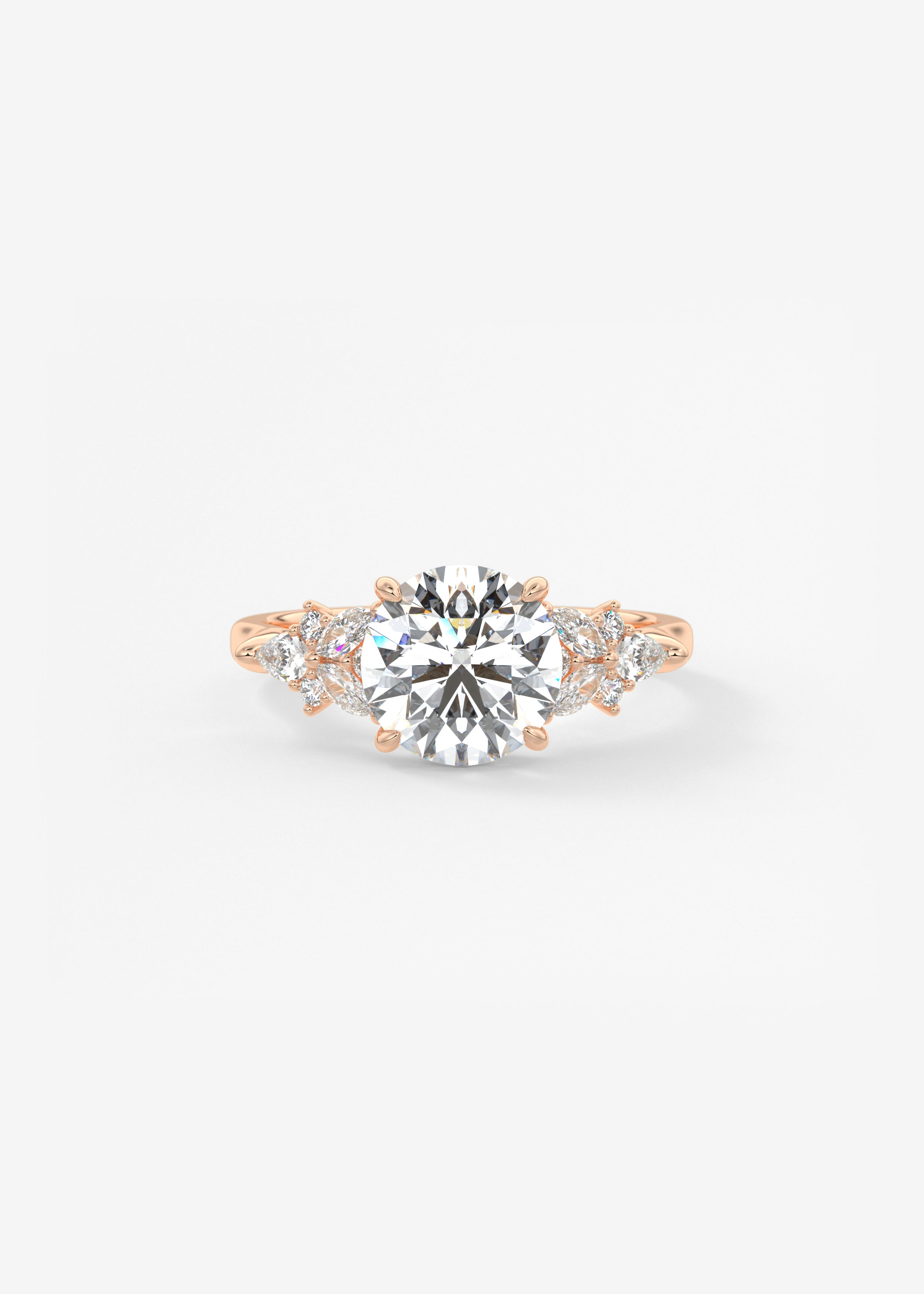 Round Cluster Lab Grown Diamond Engagement Ring