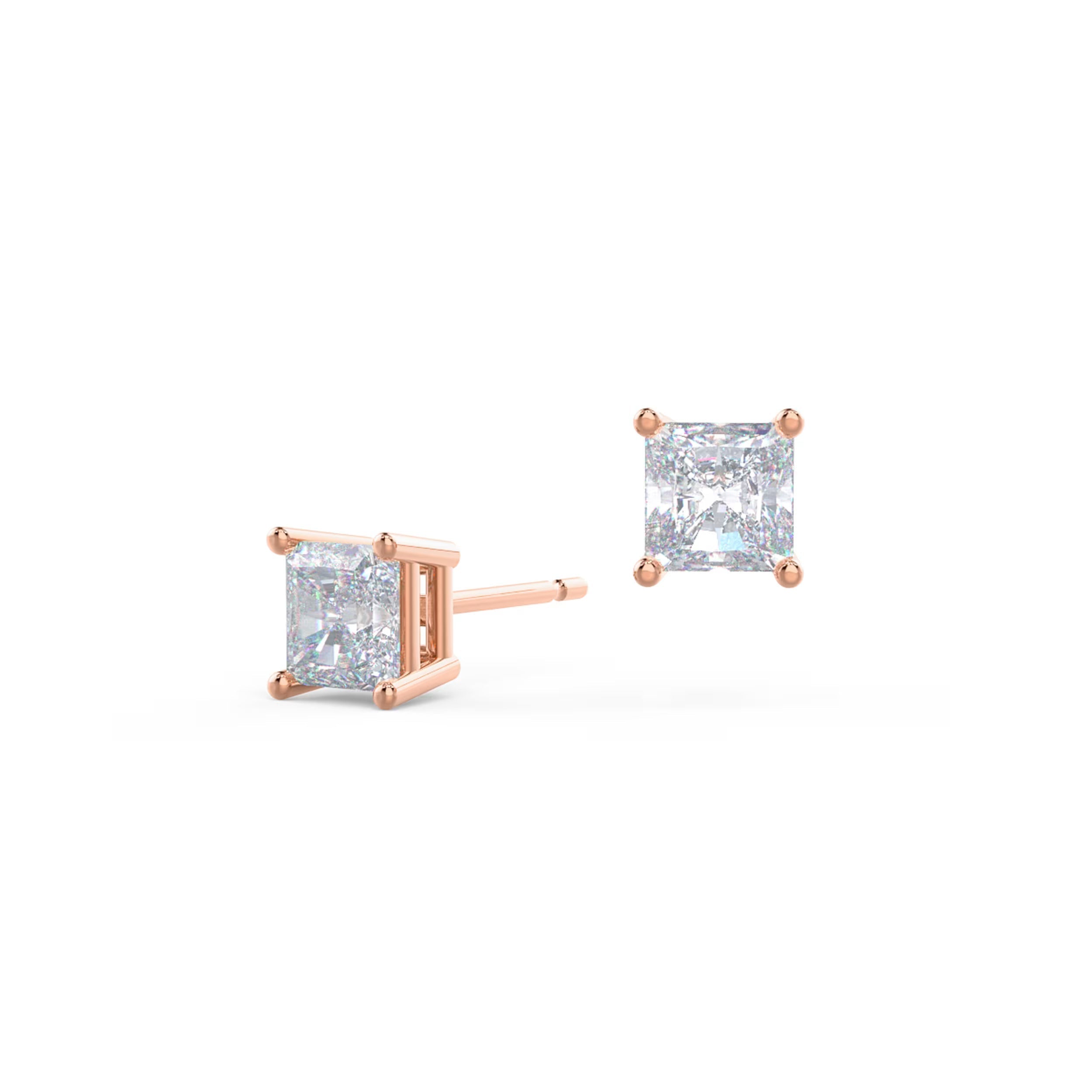 1.50 TCW Princess Shape Moissanite Stud Earrings in Gold 4