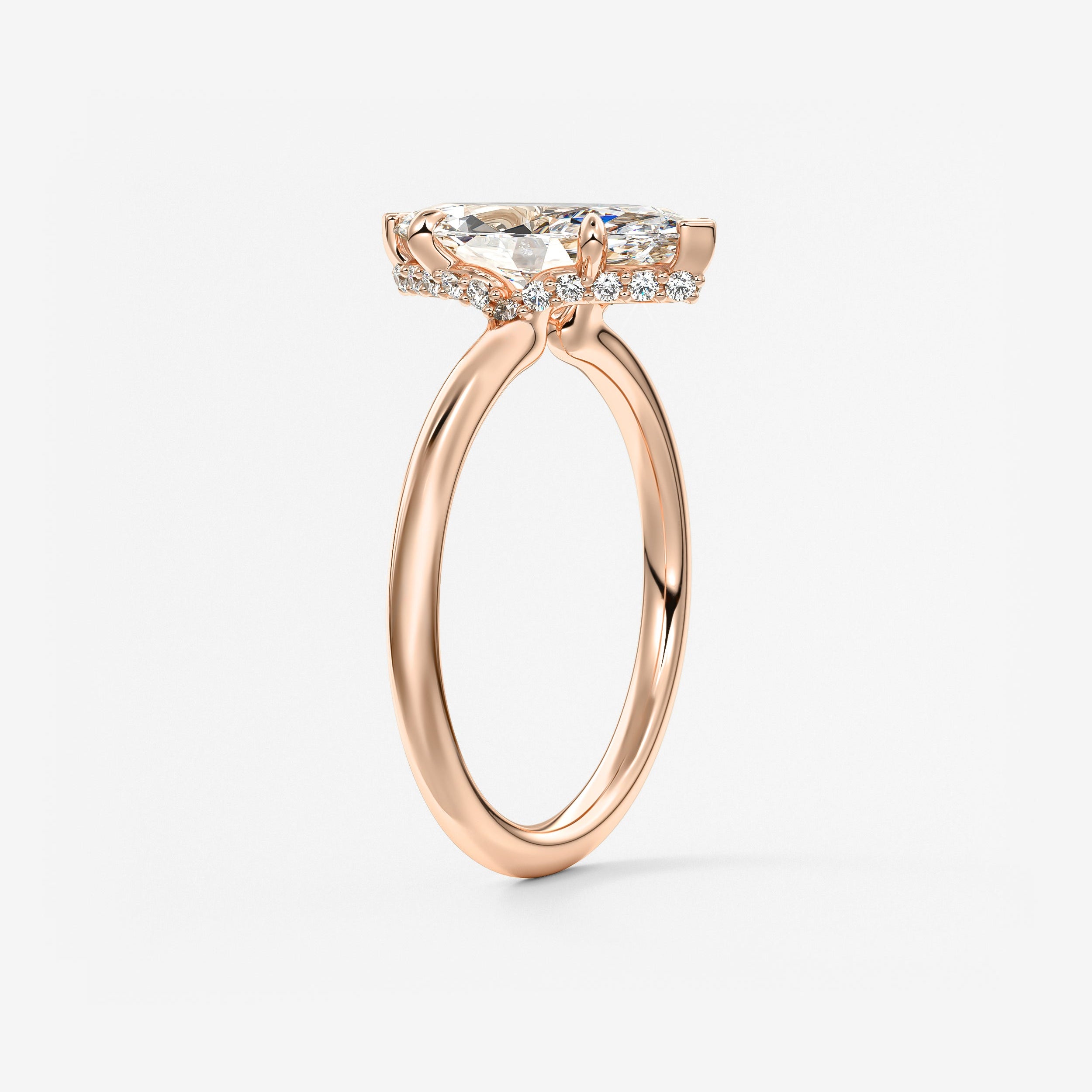 Marquise Hidden Halo Lab Grown Diamond Engagement Ring