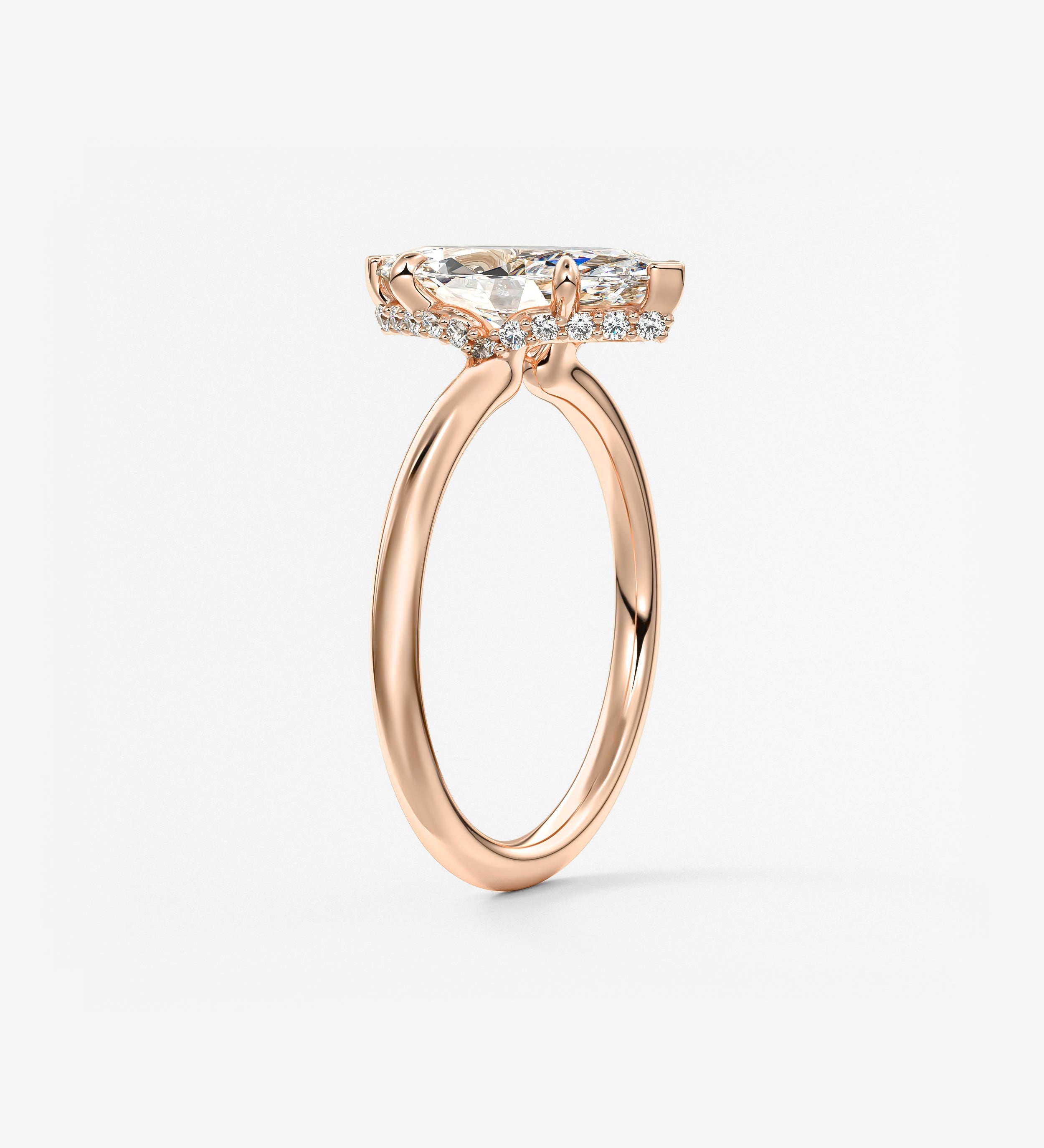Marquise Hidden Halo Lab Grown Diamond Engagement Ring