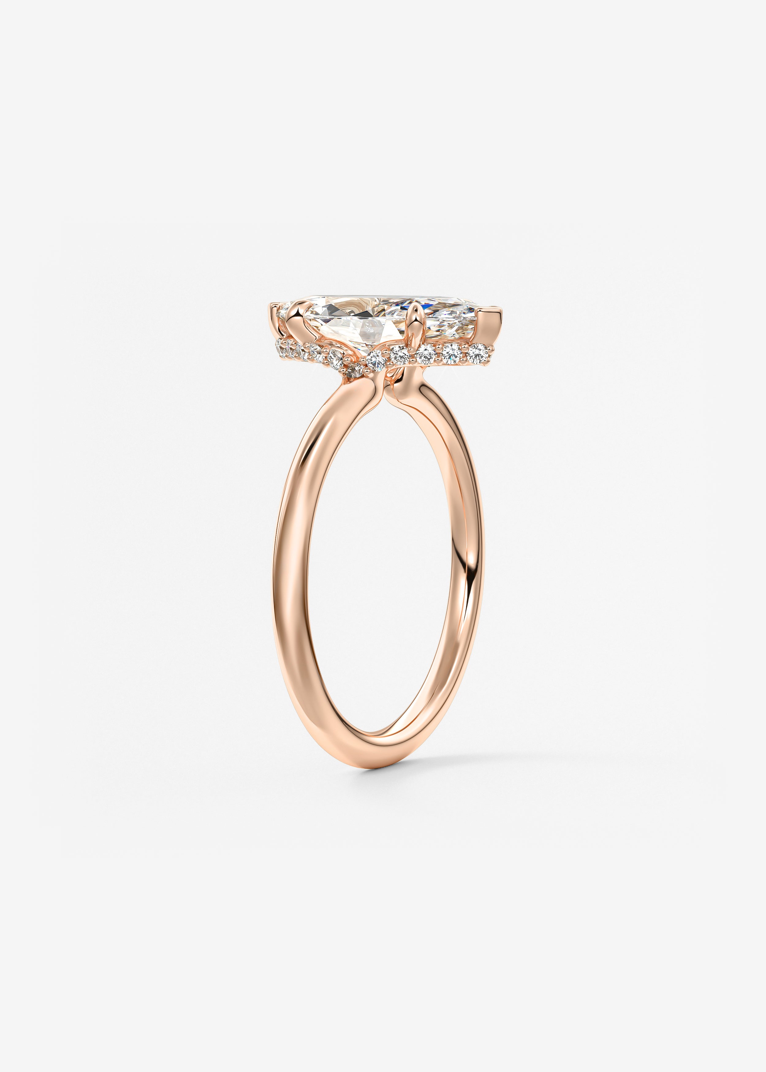 Marquise Hidden Halo Lab Grown Diamond Engagement Ring