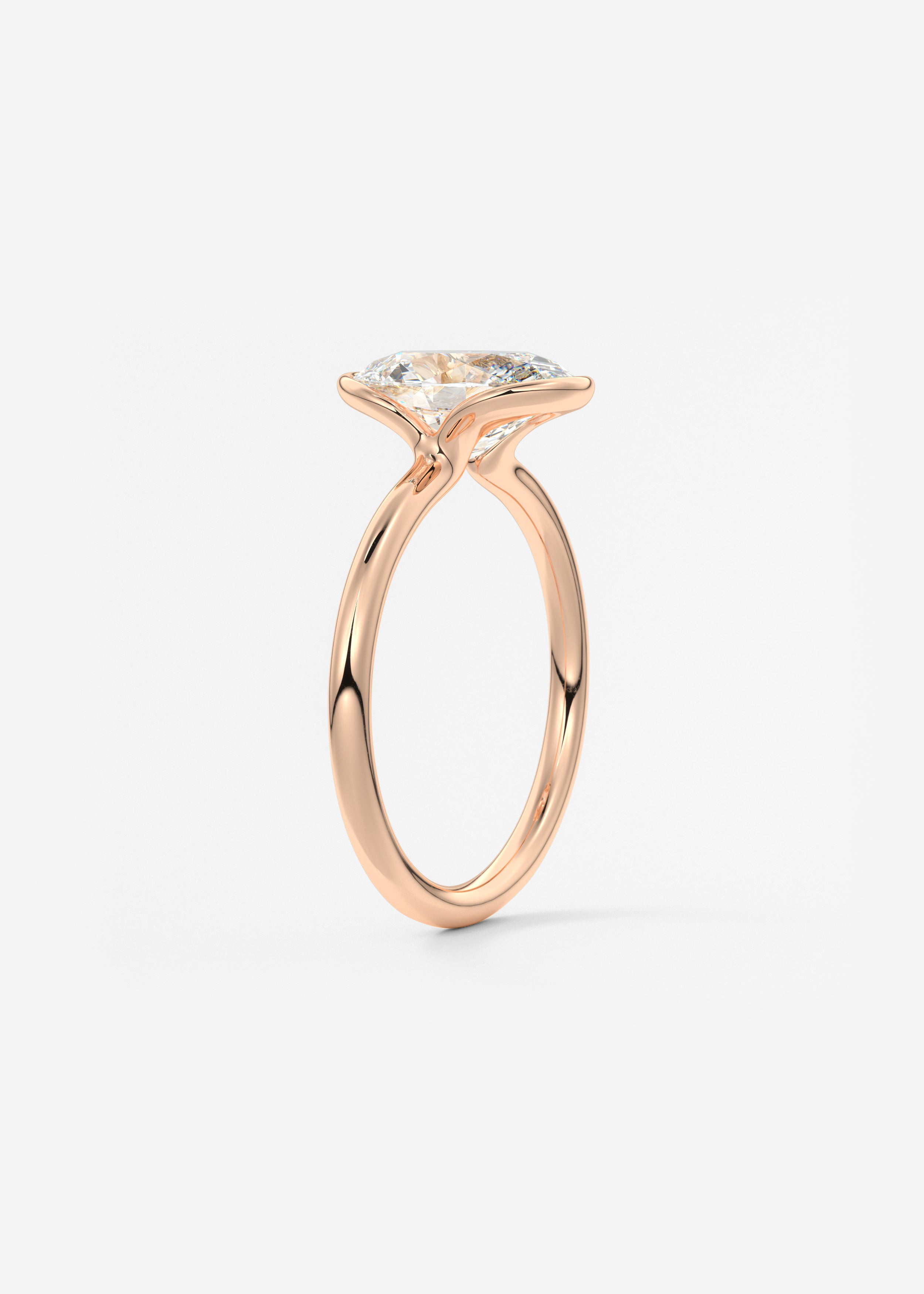Oval Half Bezel Lab Grown Diamond Engagement Ring