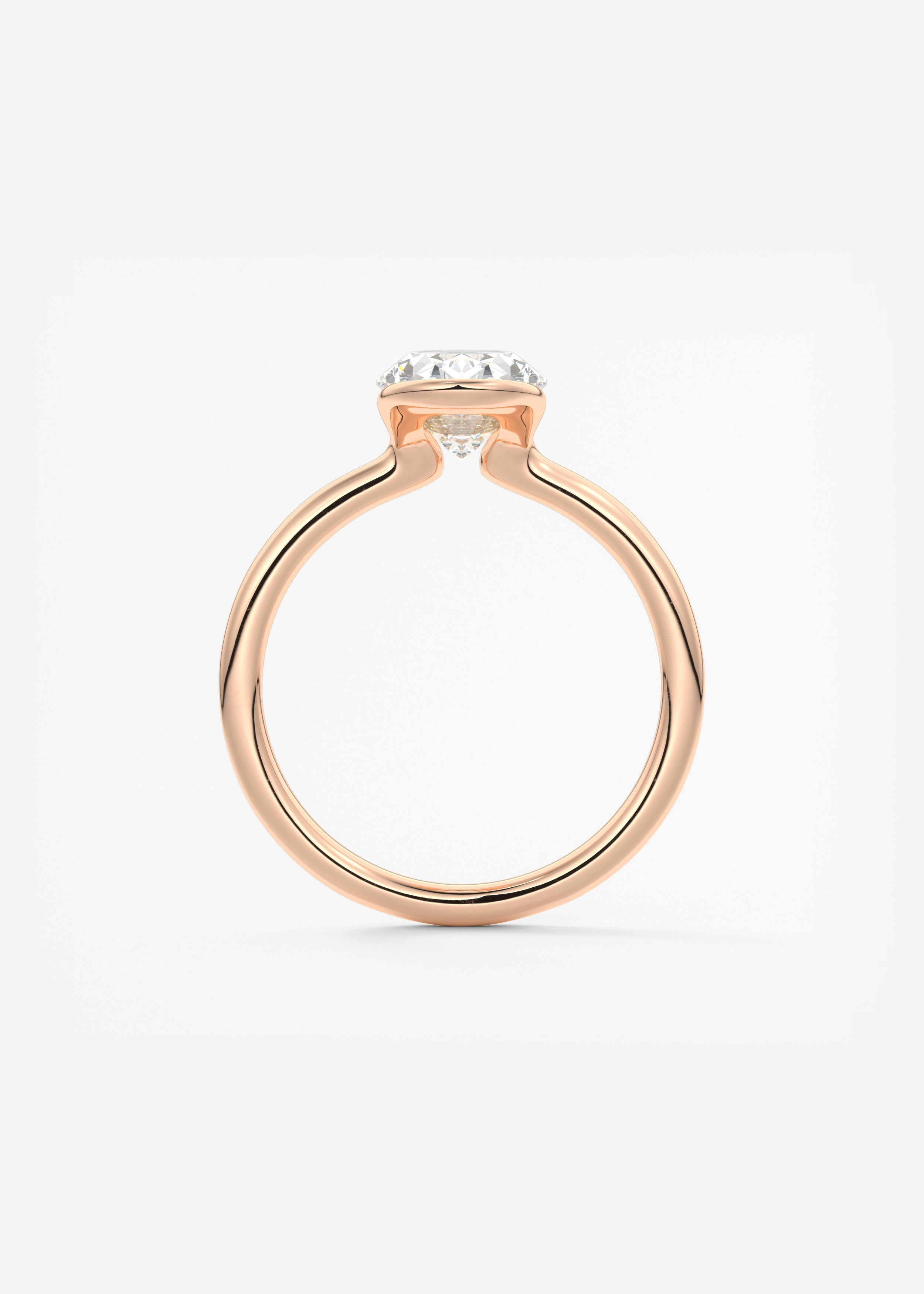 Oval Half Bezel Lab Grown Diamond Engagement Ring