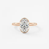 Oval Half Bezel Lab Grown Diamond Engagement Ring