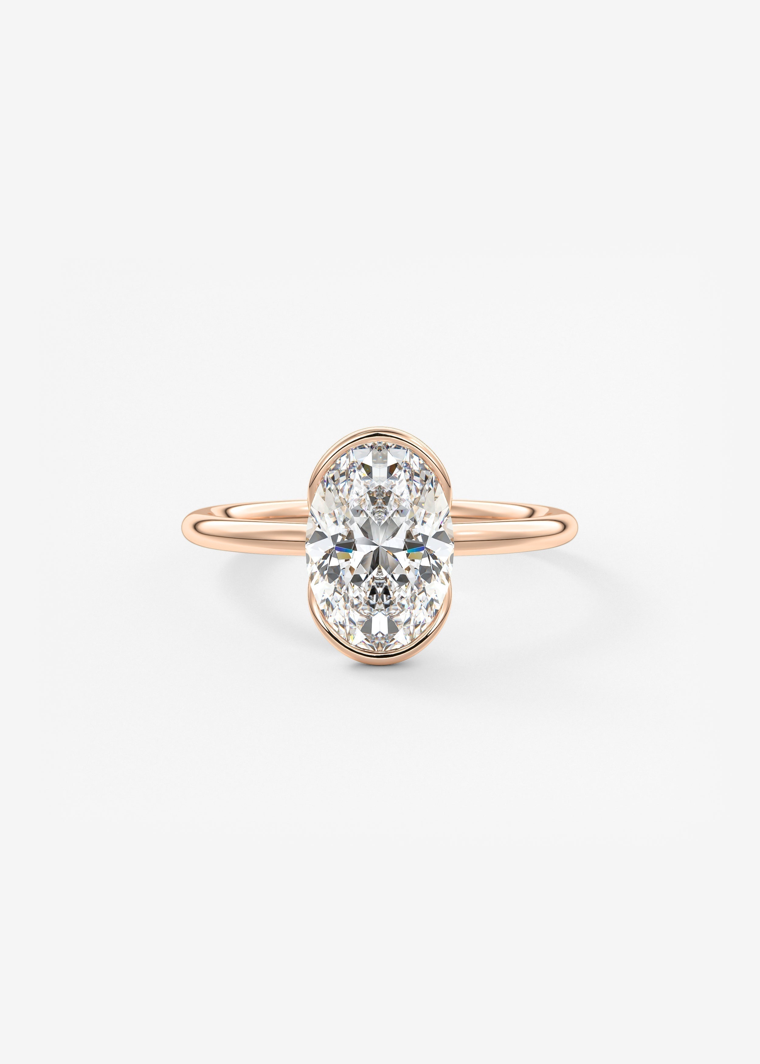 Oval Half Bezel Lab Grown Diamond Engagement Ring