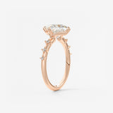Princess East West Dainty Pave Lab Grown Diamond Engagement Ring