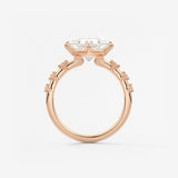 Princess East West Dainty Pave Lab Grown Diamond Engagement Ring