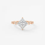 Princess East West Dainty Pave Lab Grown Diamond Engagement Ring