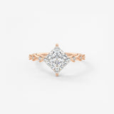 Princess East West Dainty Pave Lab Grown Diamond Engagement Ring