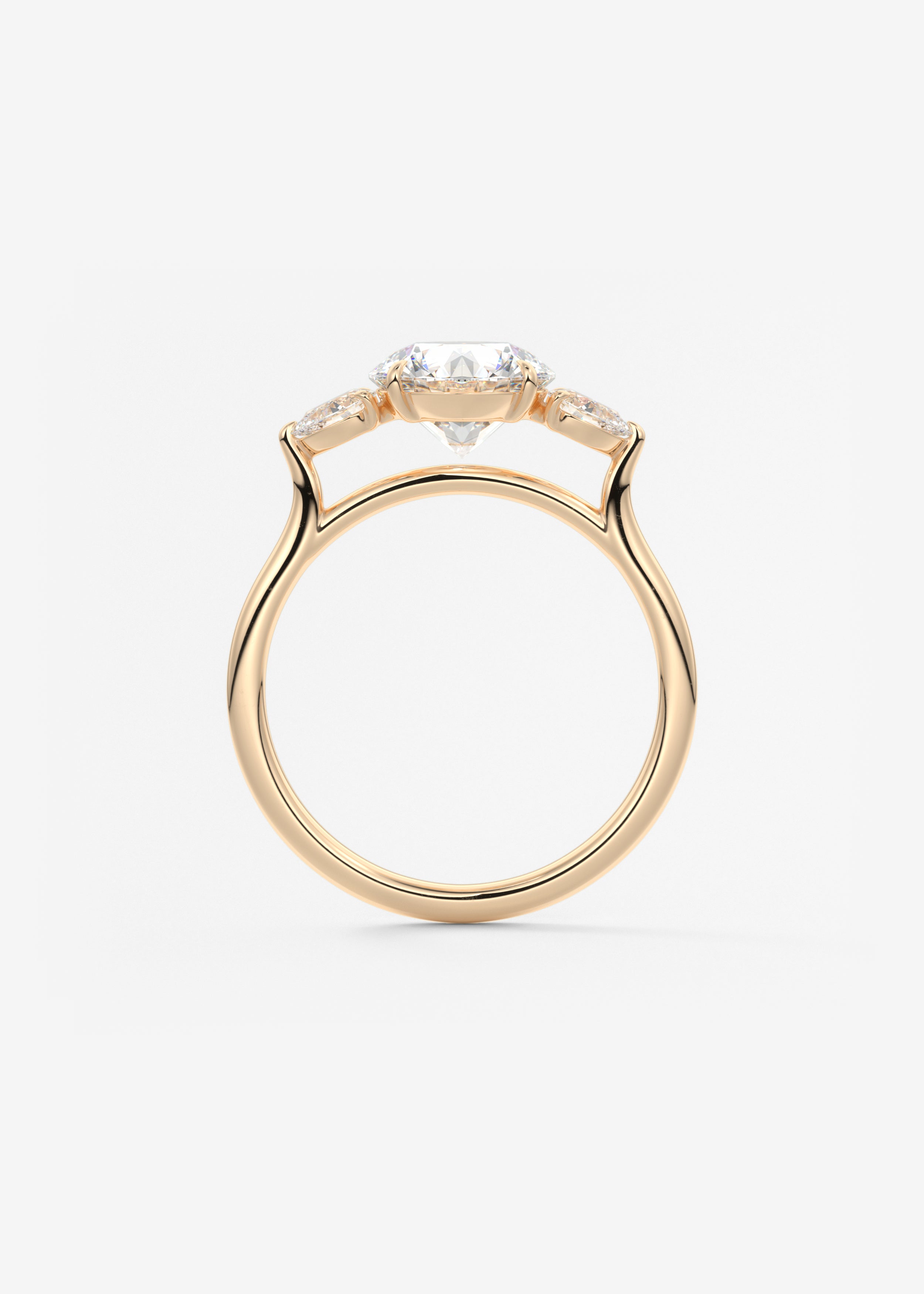 Round Three Stone Lab Grown Diamond Engagement Ring