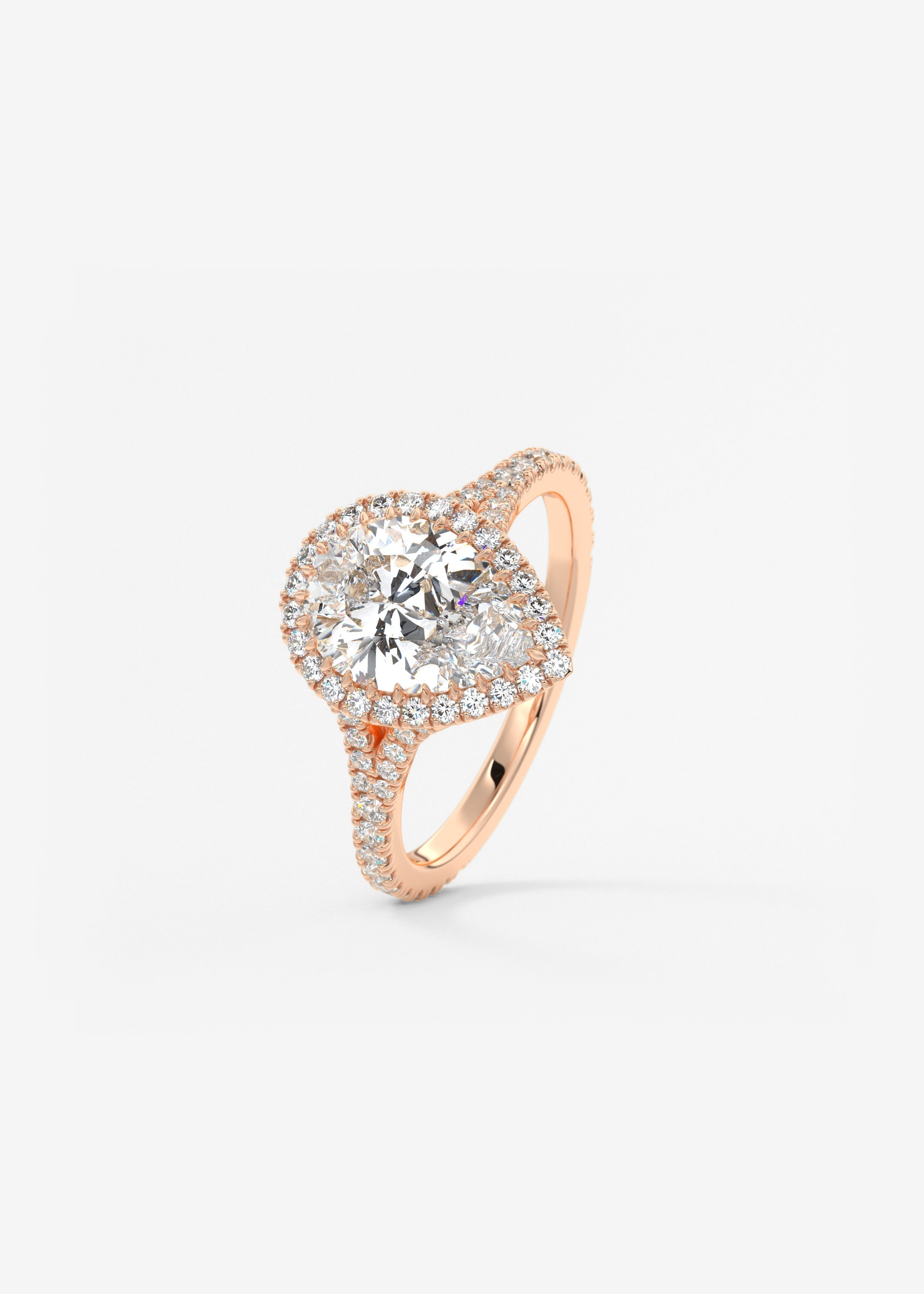 Pear Halo & Pave , Split Shank Lab Grown Diamond Engagement Ring