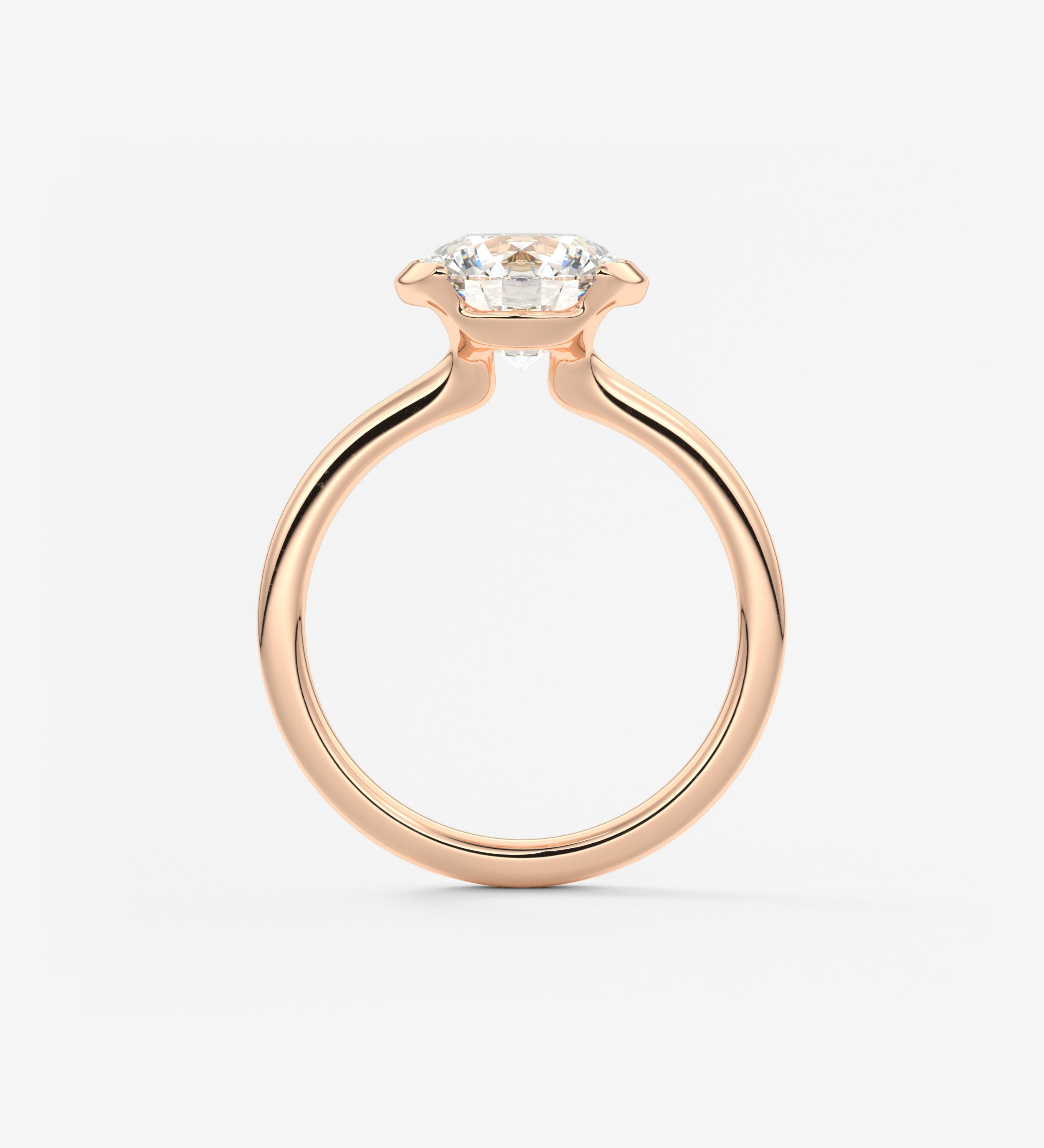 Round Half Bezel Lab Grown Diamond Engagement Ring