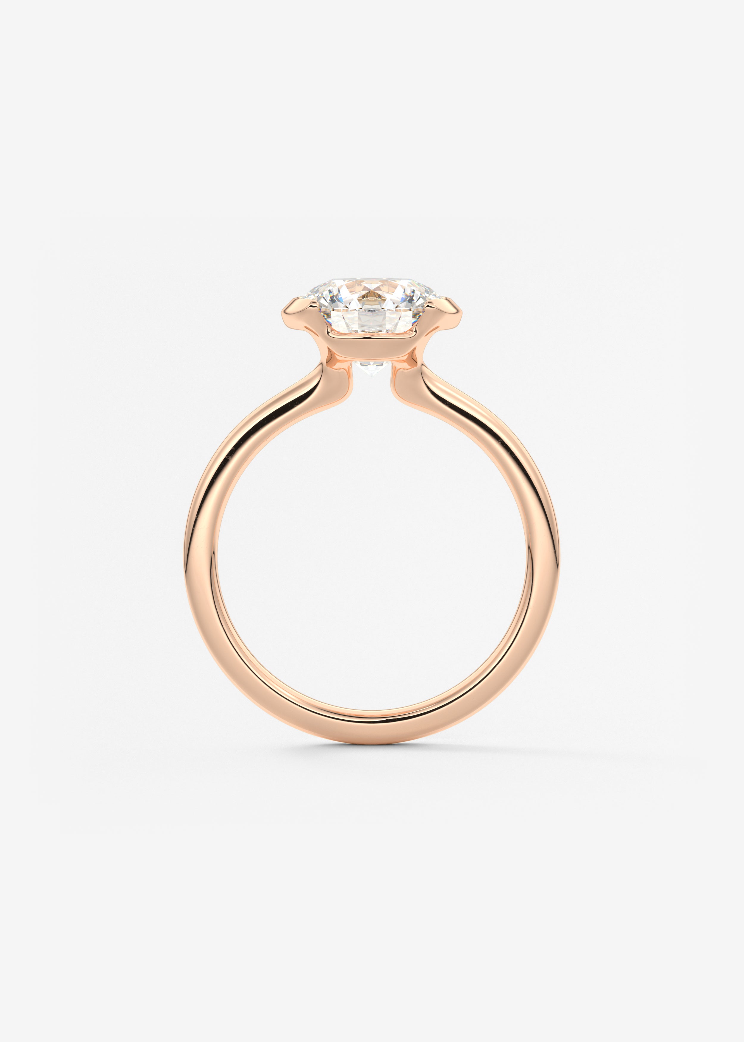 Round Half Bezel Lab Grown Diamond Engagement Ring