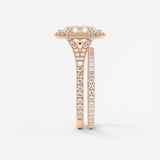 Oval Halo & Pave , Split Shank Lab Grown Diamond Engagement Ring