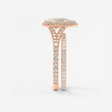 Pear Halo & Pave , Split Shank Lab Grown Diamond Engagement Ring
