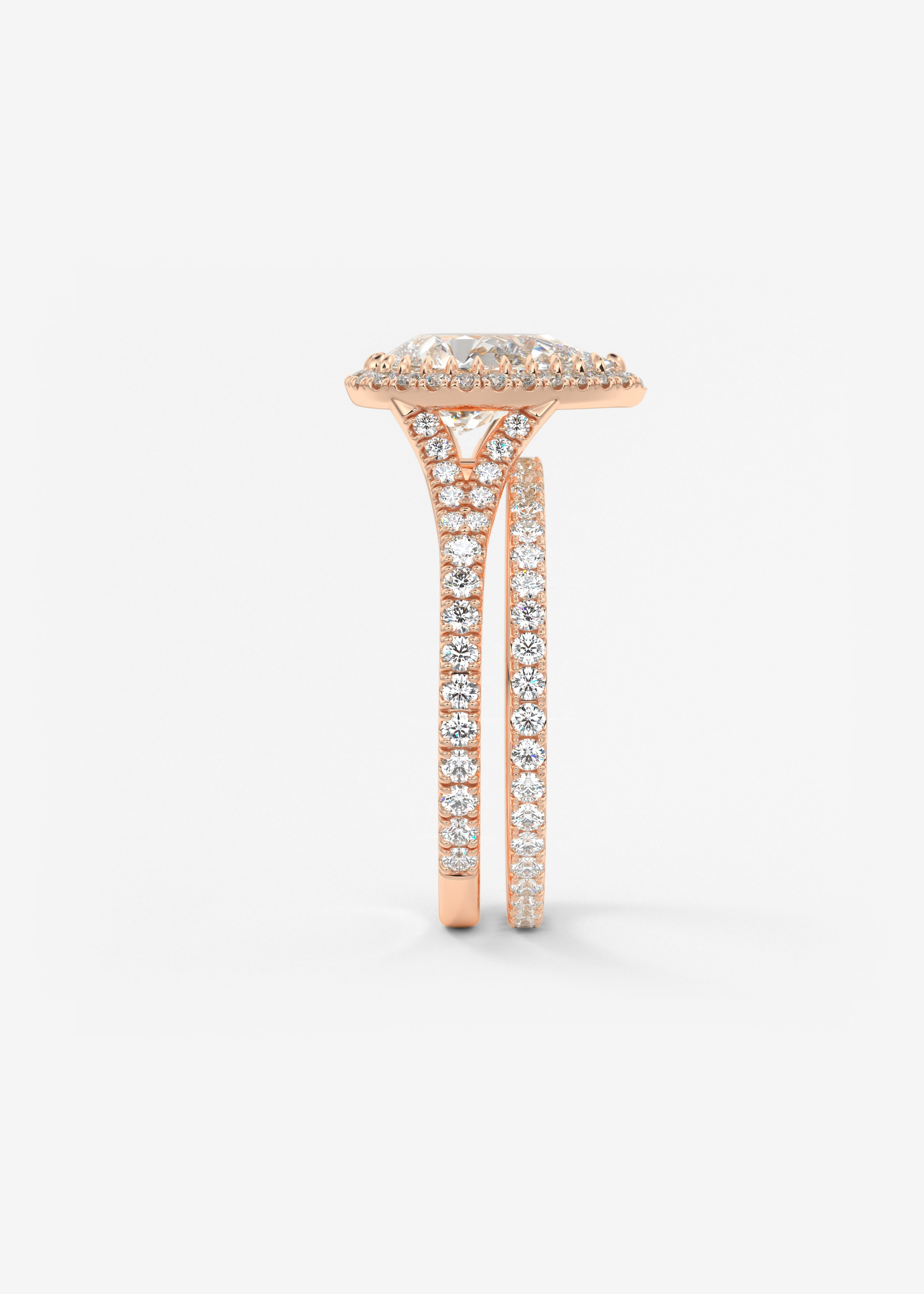 Pear Halo & Pave , Split Shank Lab Grown Diamond Engagement Ring