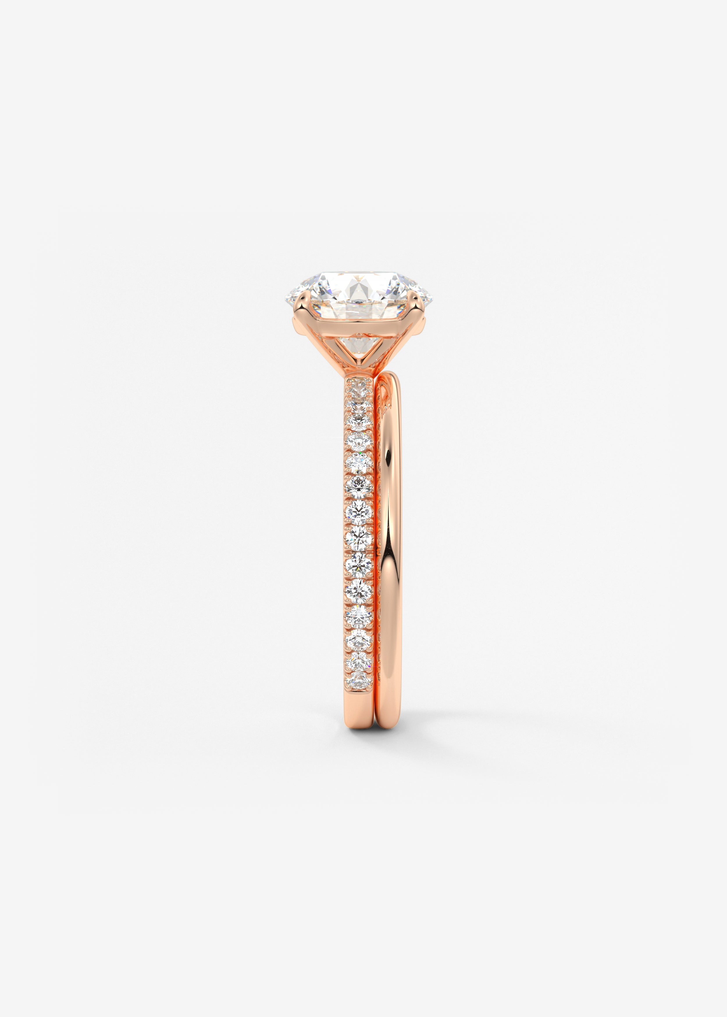 Round Pave Lab Grown Diamond Engagement Ring