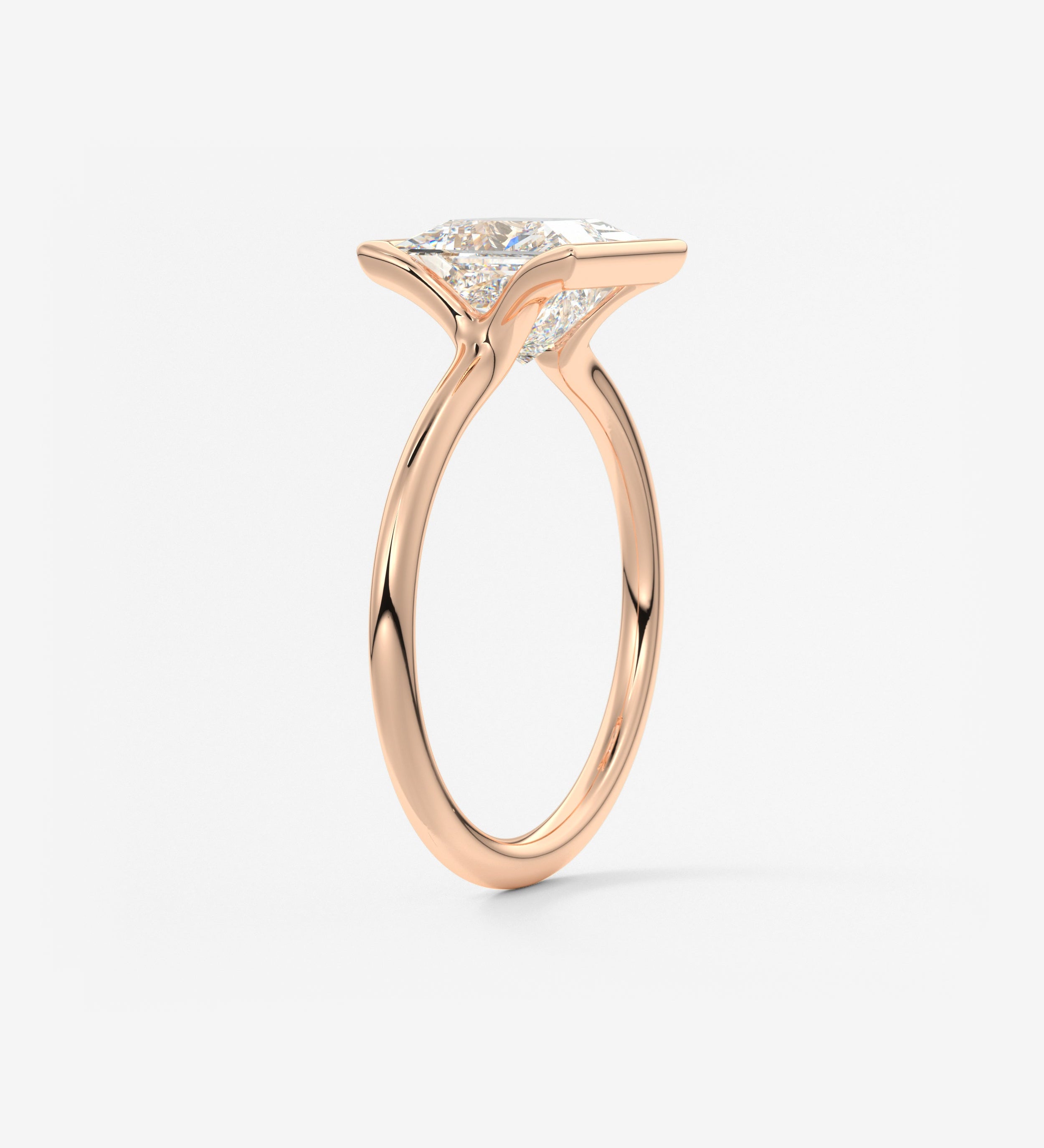 Princess Half Bezel Lab Grown Diamond Engagement Ring