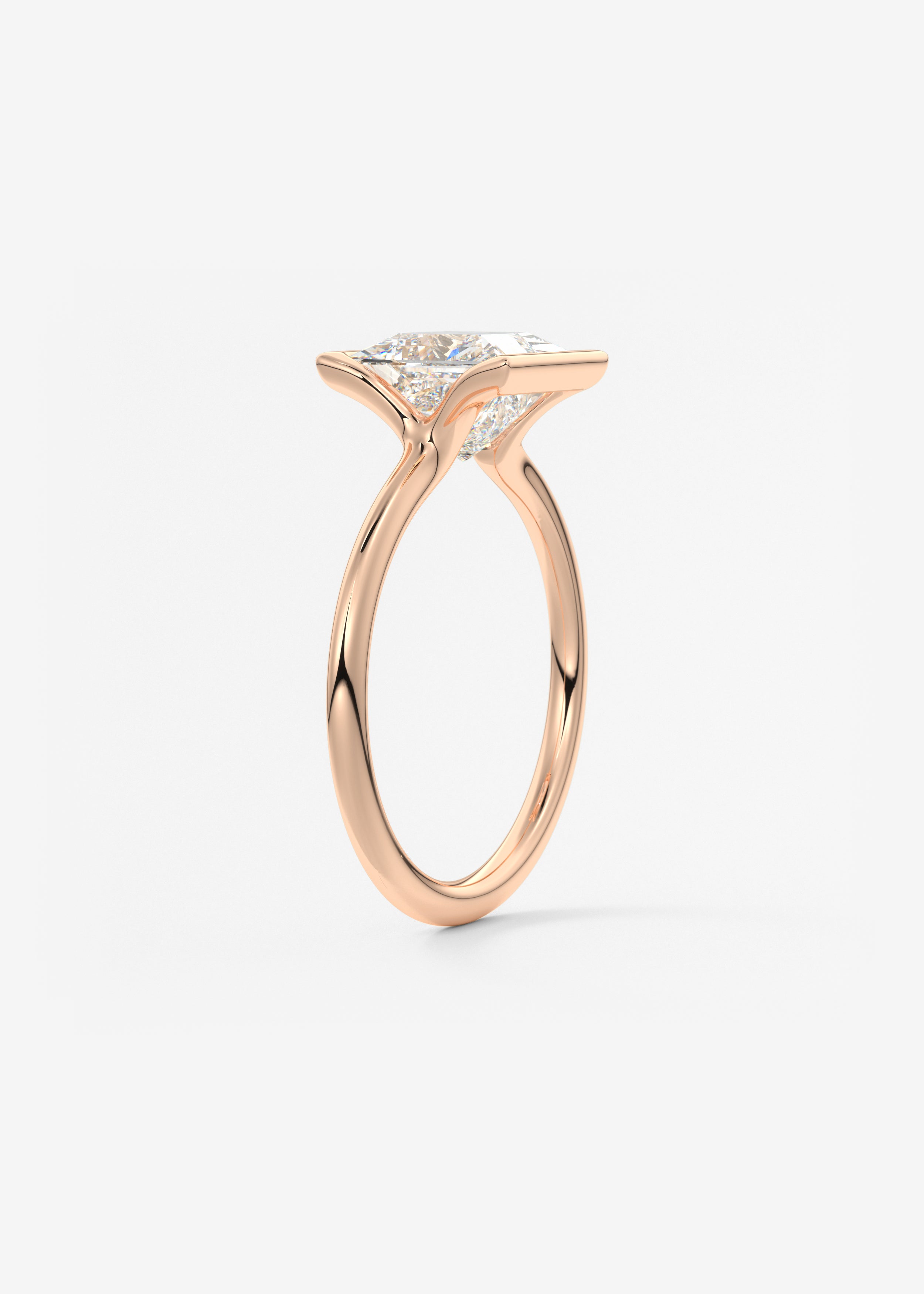 Princess Half Bezel Lab Grown Diamond Engagement Ring