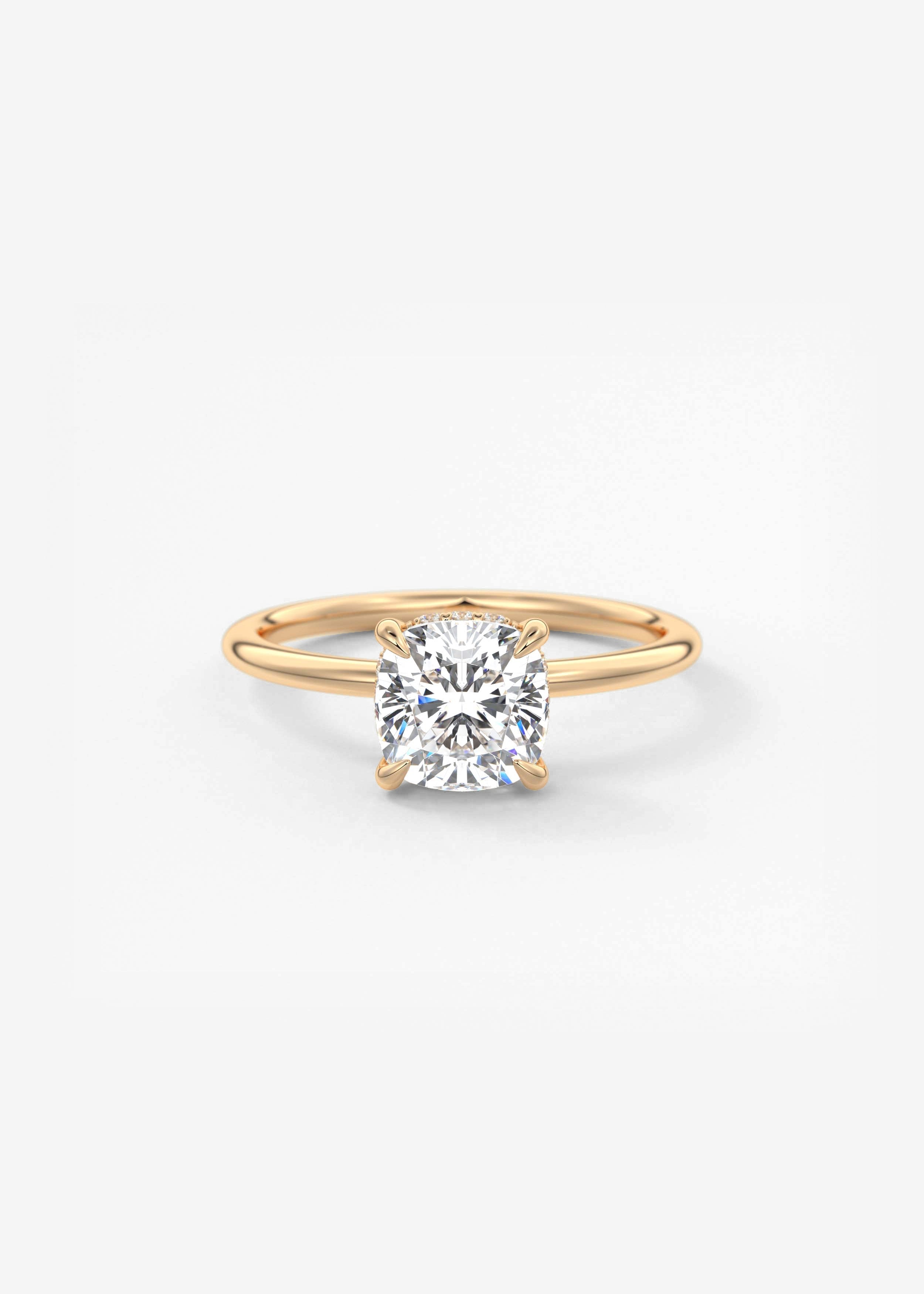 Cushion Hidden Halo Lab Grown Diamond Engagement Ring