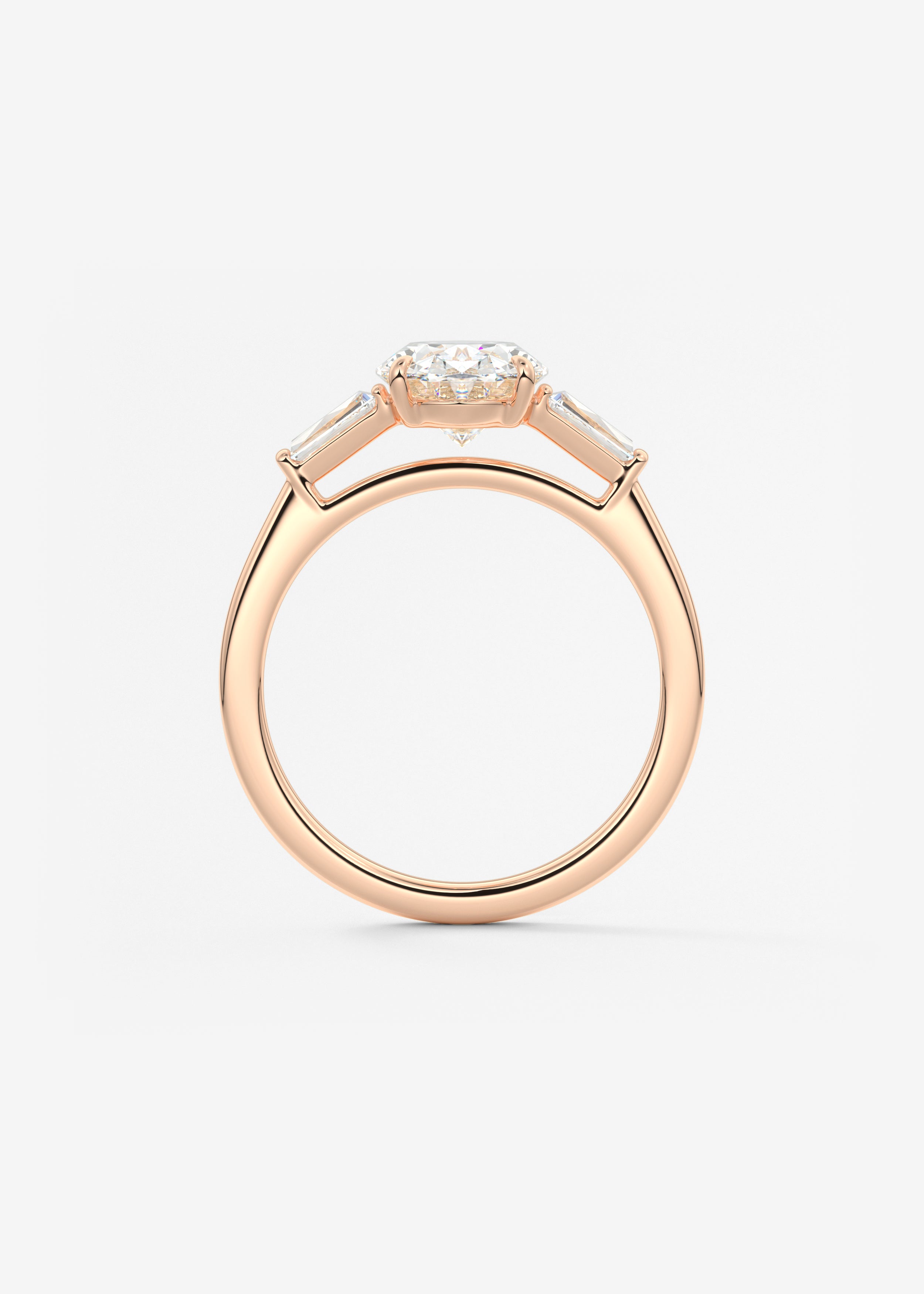 Oval Three Stone Lab Grown Diamond Engagement Ring