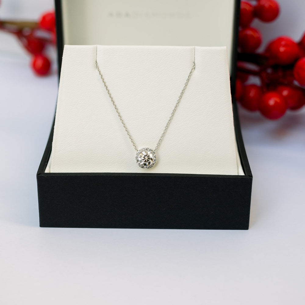 0.45 CT Round Cut Moissanite Necklace With Halo Style