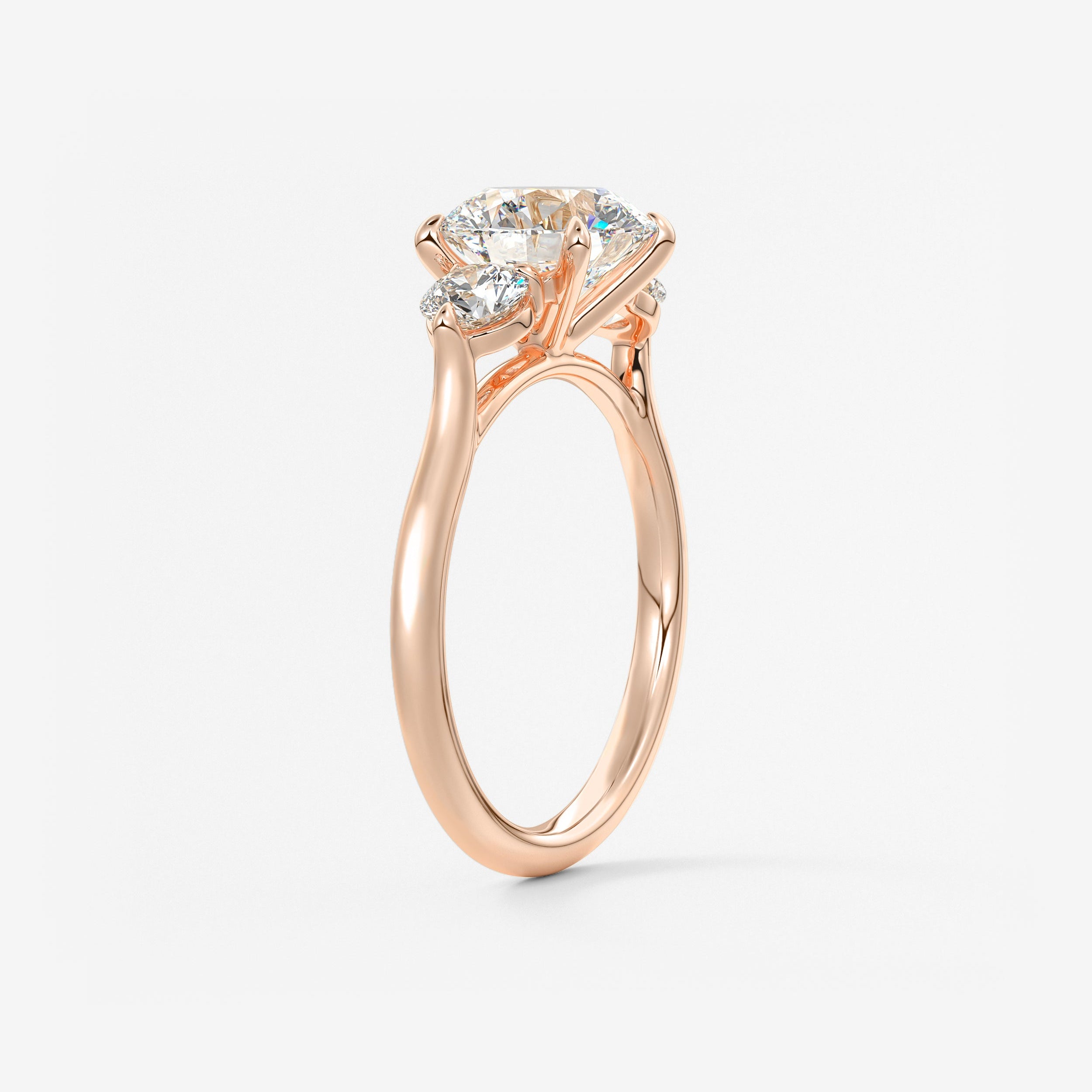 Round Hidden Halo Pave Lab Grown Diamond Engagement Ring