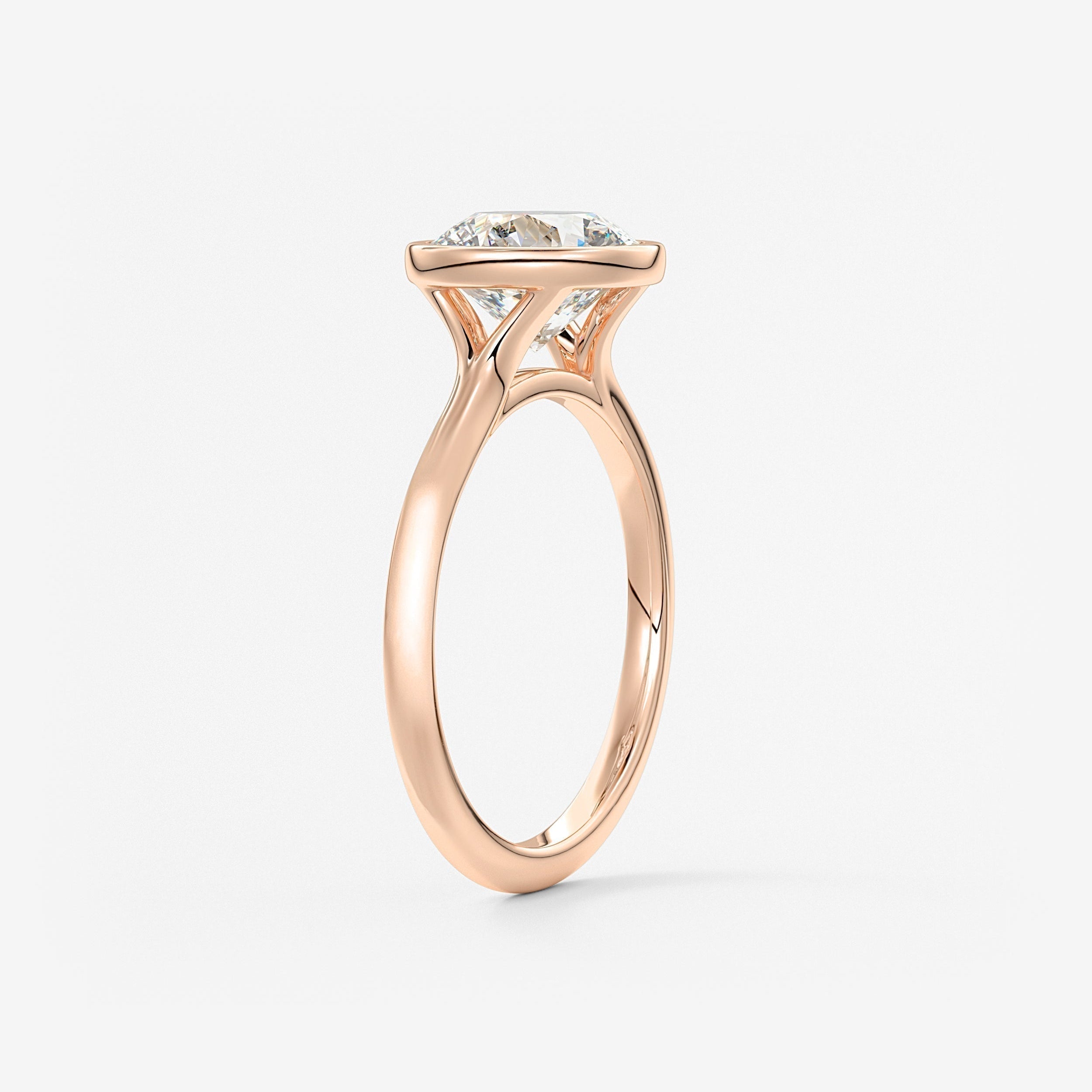 Round Bezel Lab Grown Diamond Engagement Ring