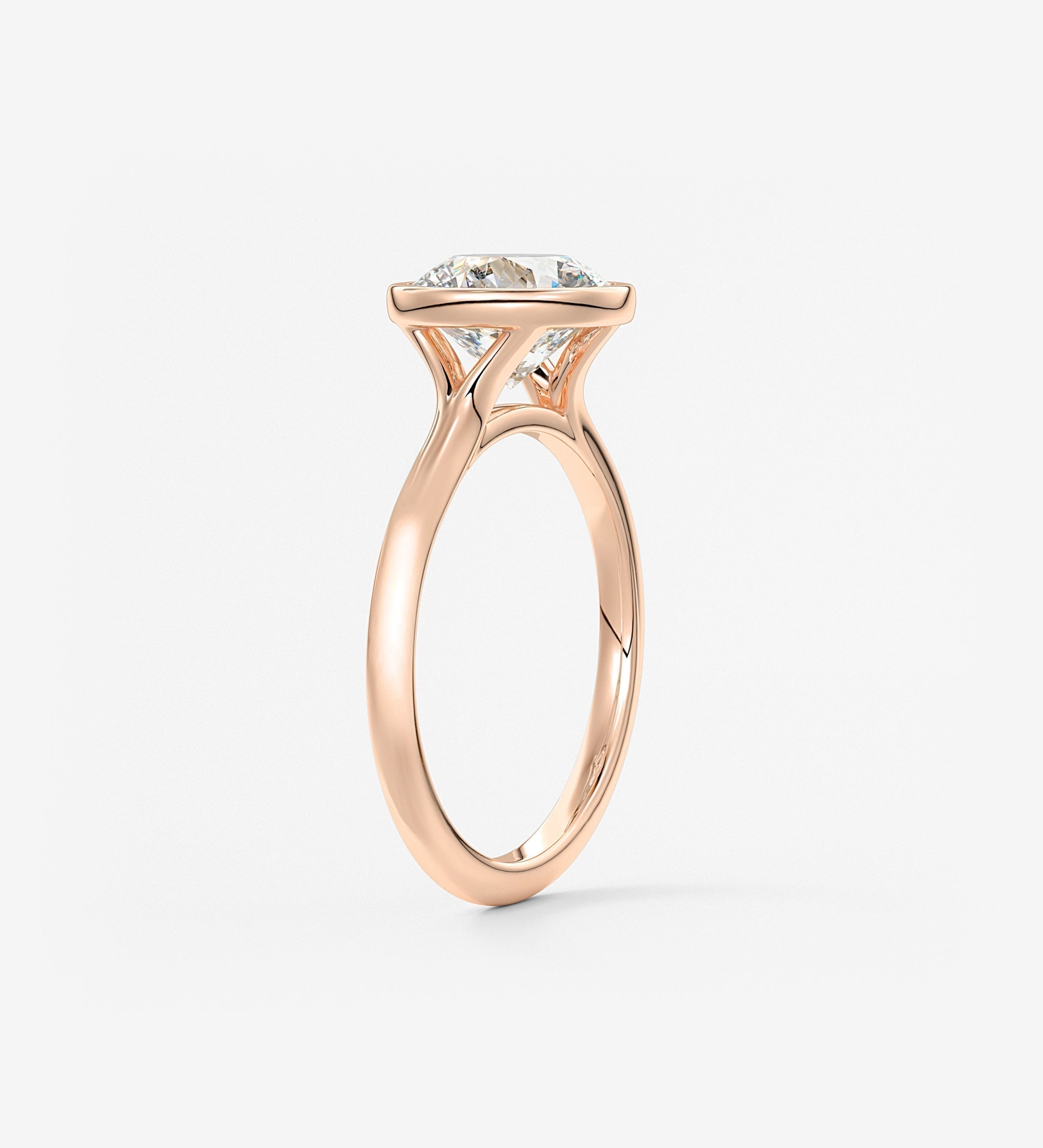 Round Bezel Lab Grown Diamond Engagement Ring