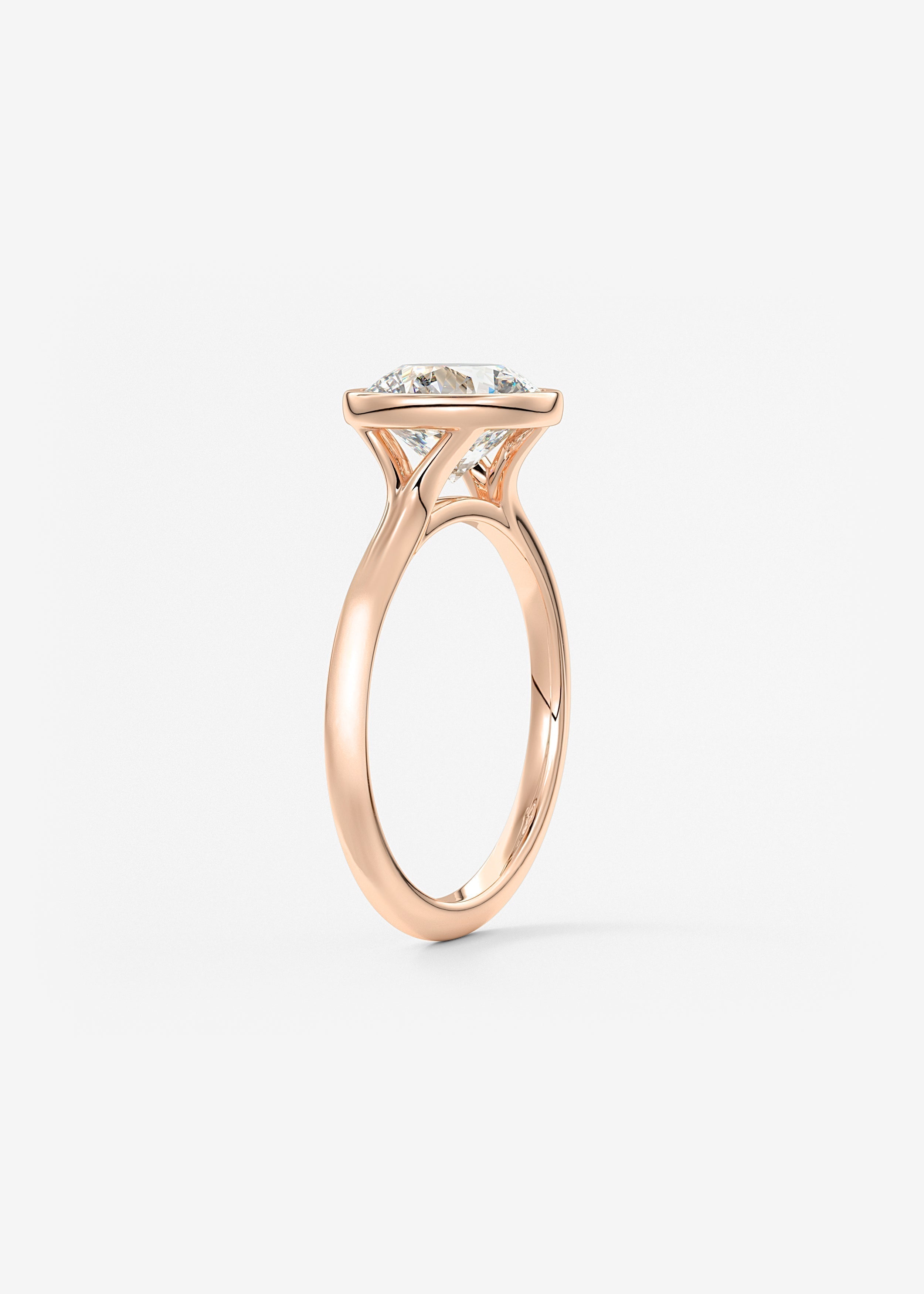 Round Bezel Lab Grown Diamond Engagement Ring