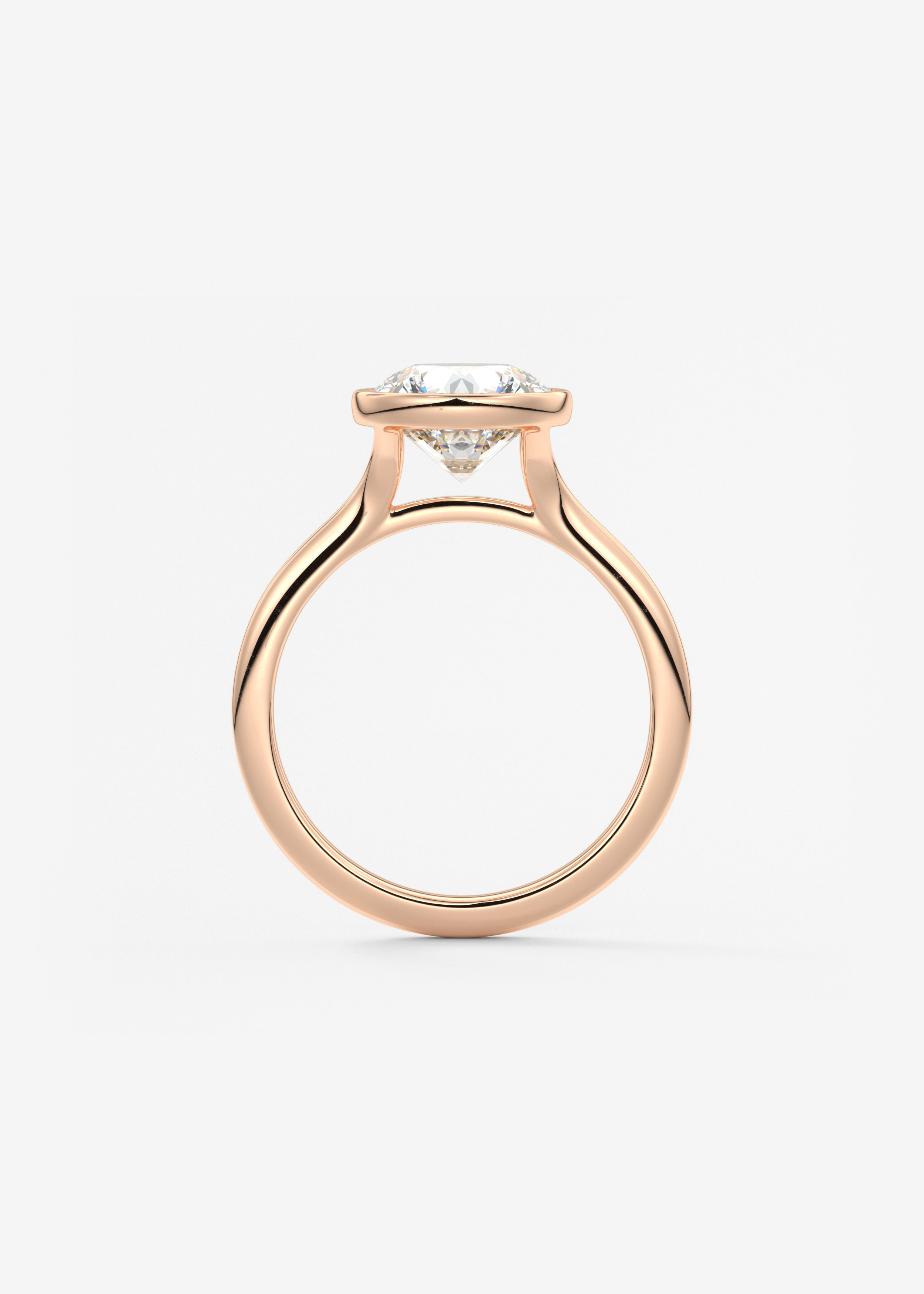 Round Bezel Lab Grown Diamond Engagement Ring
