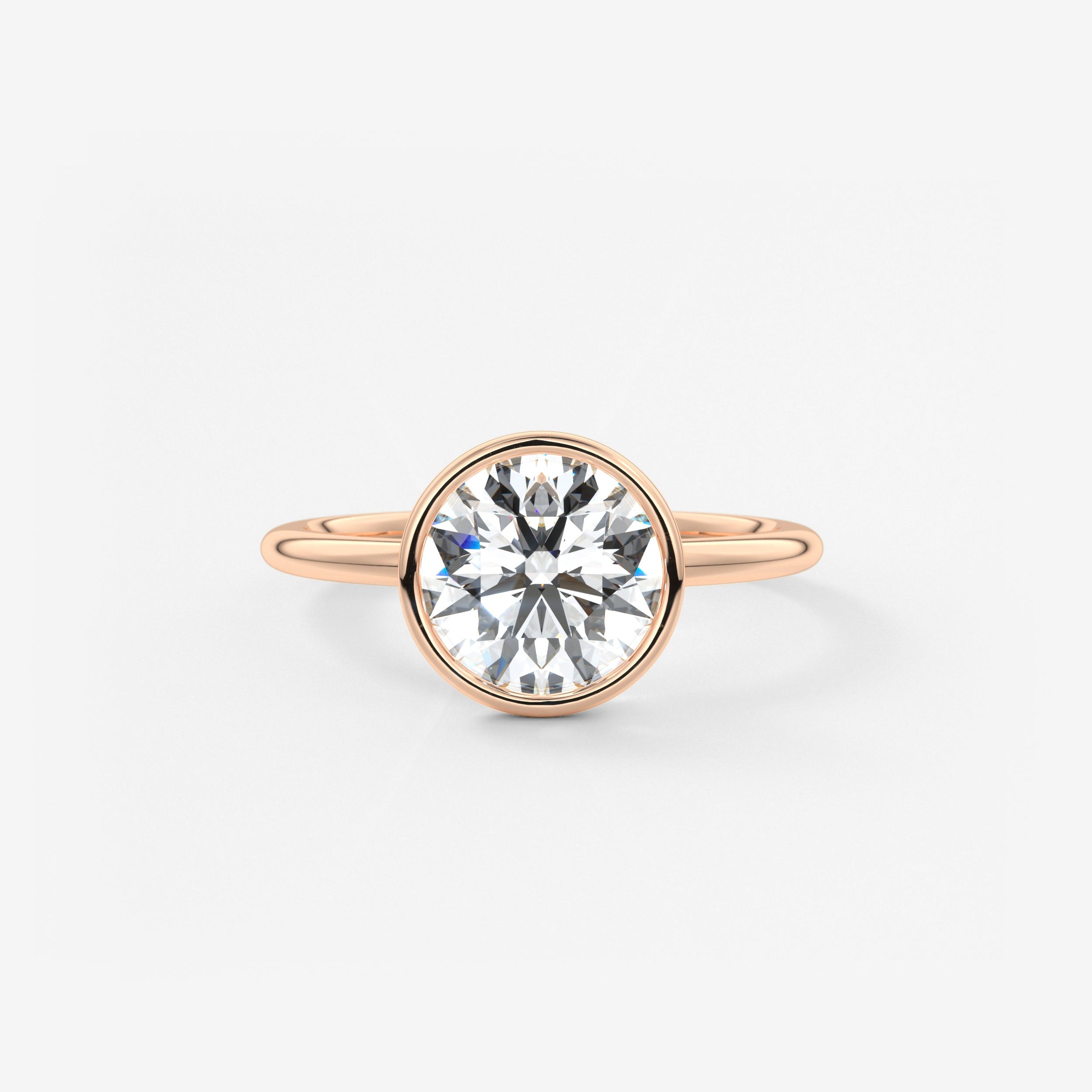Round Bezel Lab Grown Diamond Engagement Ring