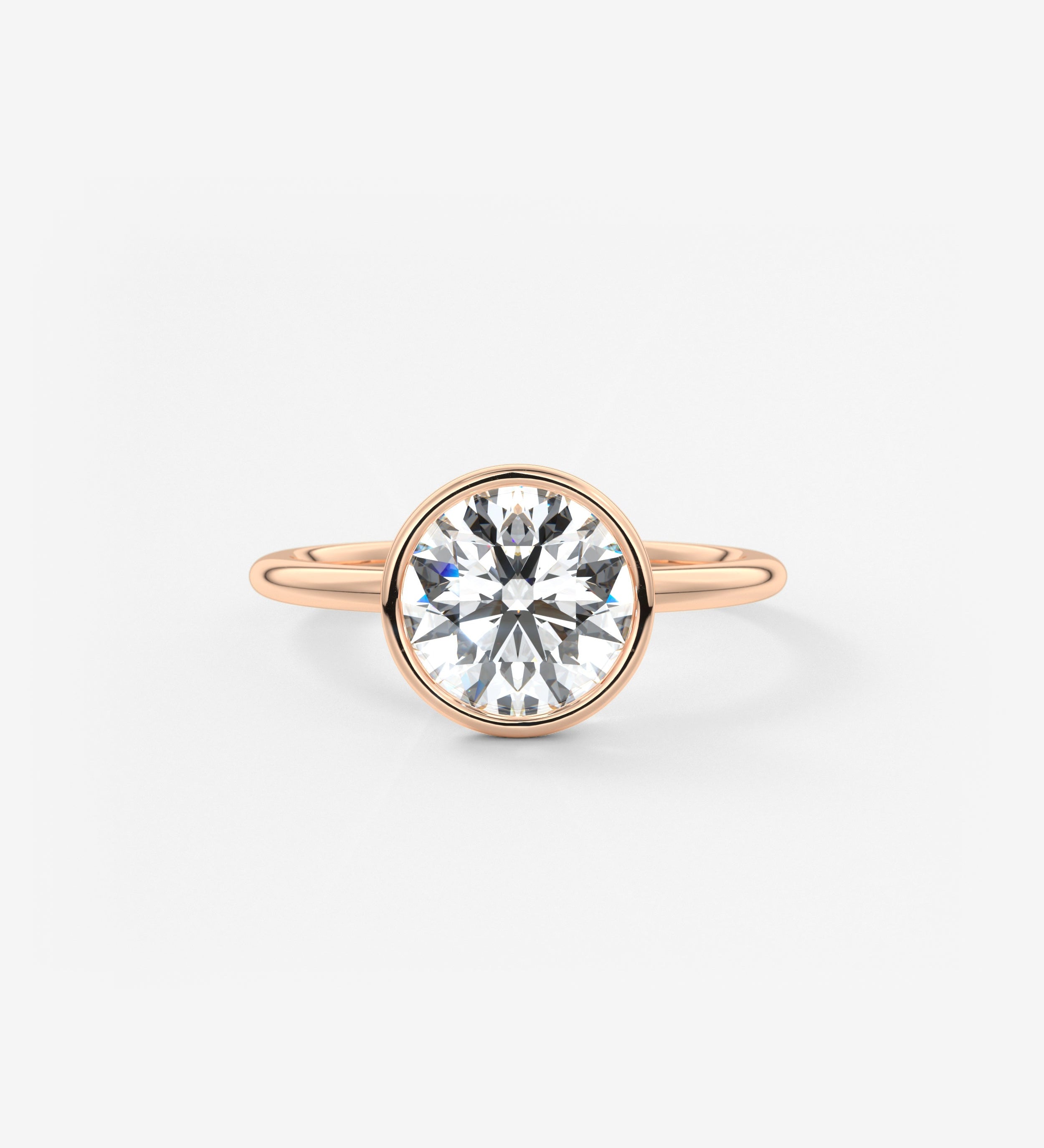 Round Bezel Lab Grown Diamond Engagement Ring